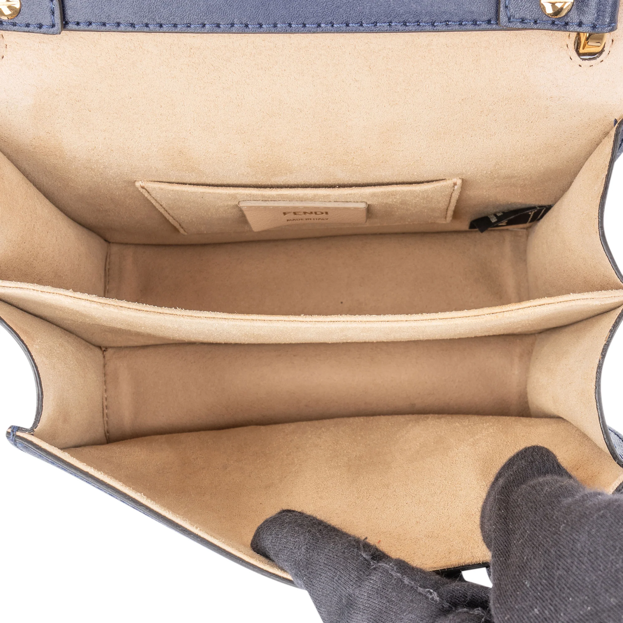 Fendi Bleu Leather Kan I Crossbody Bag