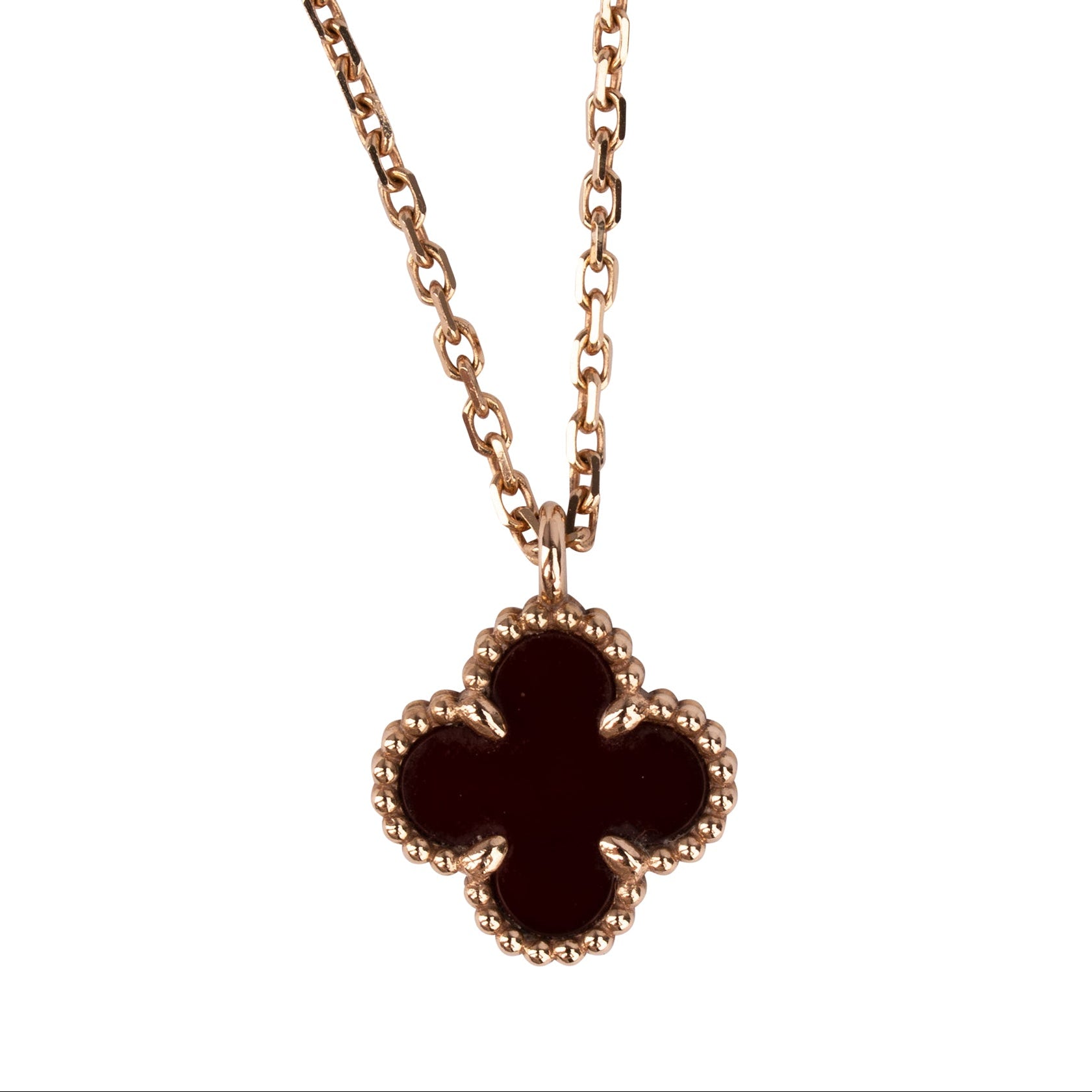 Van Cleef & Arpels – Mini Alhambra Halskette mit Karneol-Anhänger