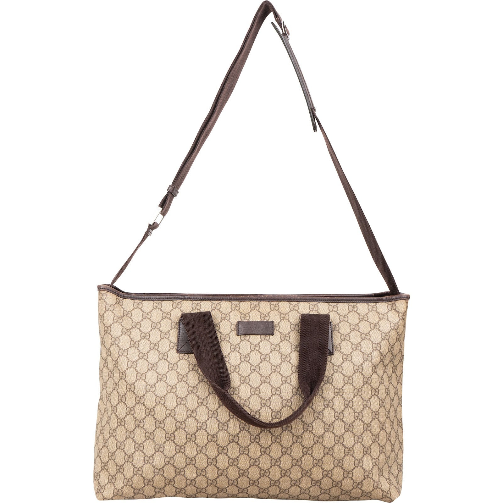 Gucci Monogram GG Supreme Large Tote Crossbody Bag