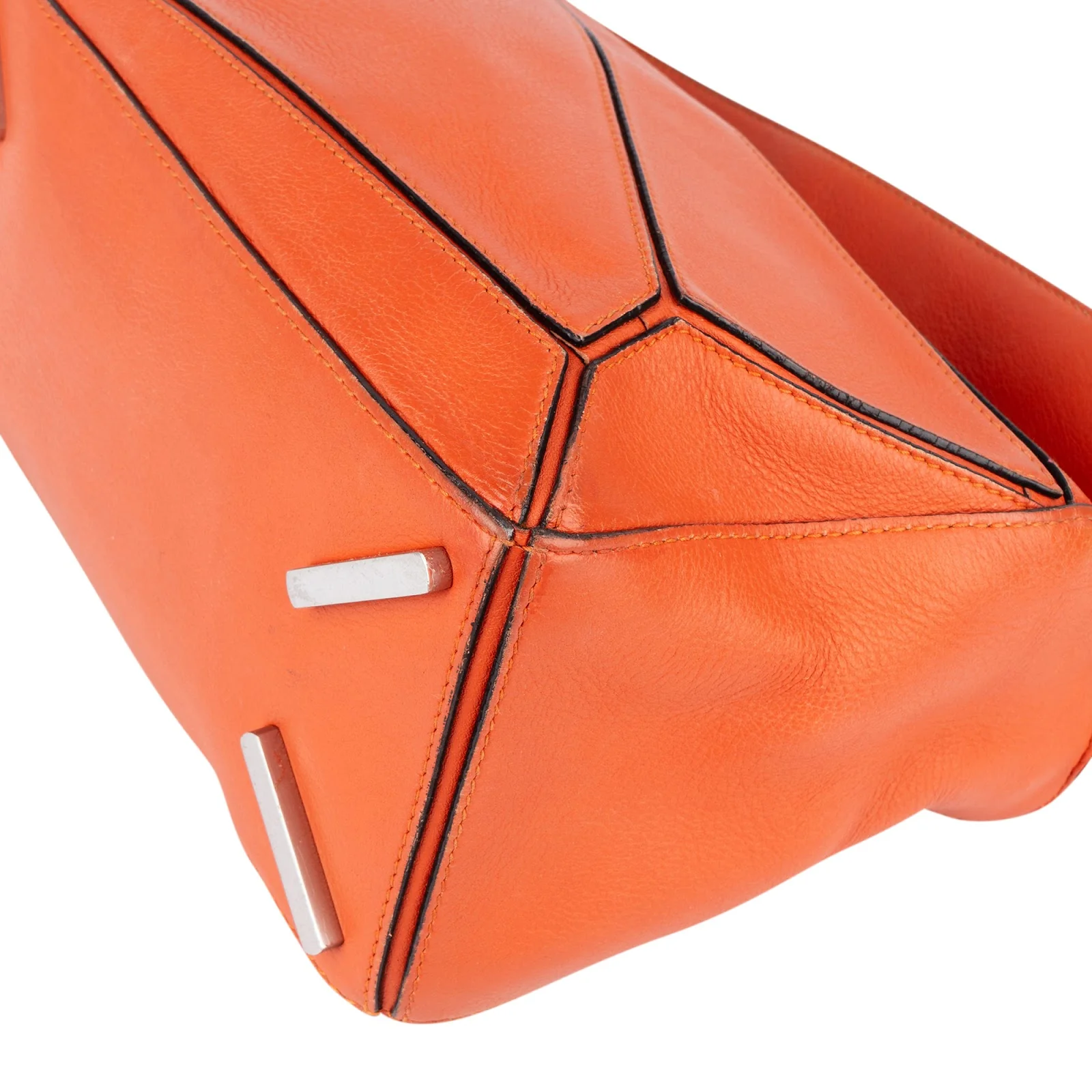 Loewe Orange Leather Puzzle Crossbody Handbag