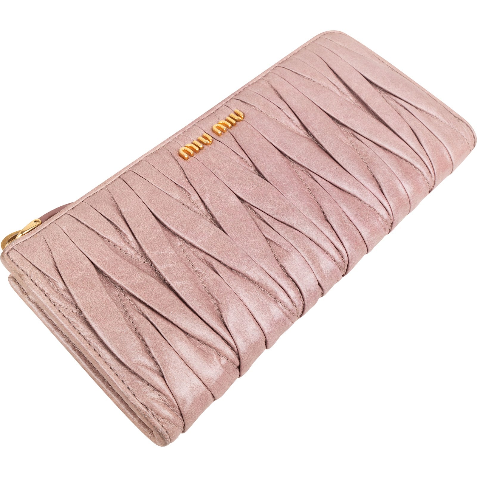 Miu Miu Vitello Matelassé Leather Zip-Around Wallet