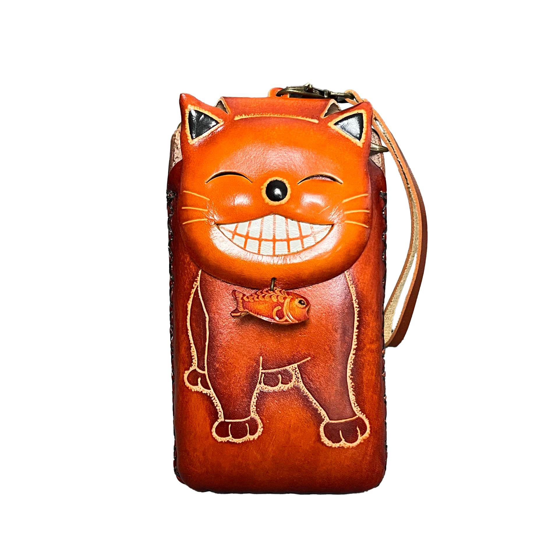 Handyhülle Leder Happy Cat