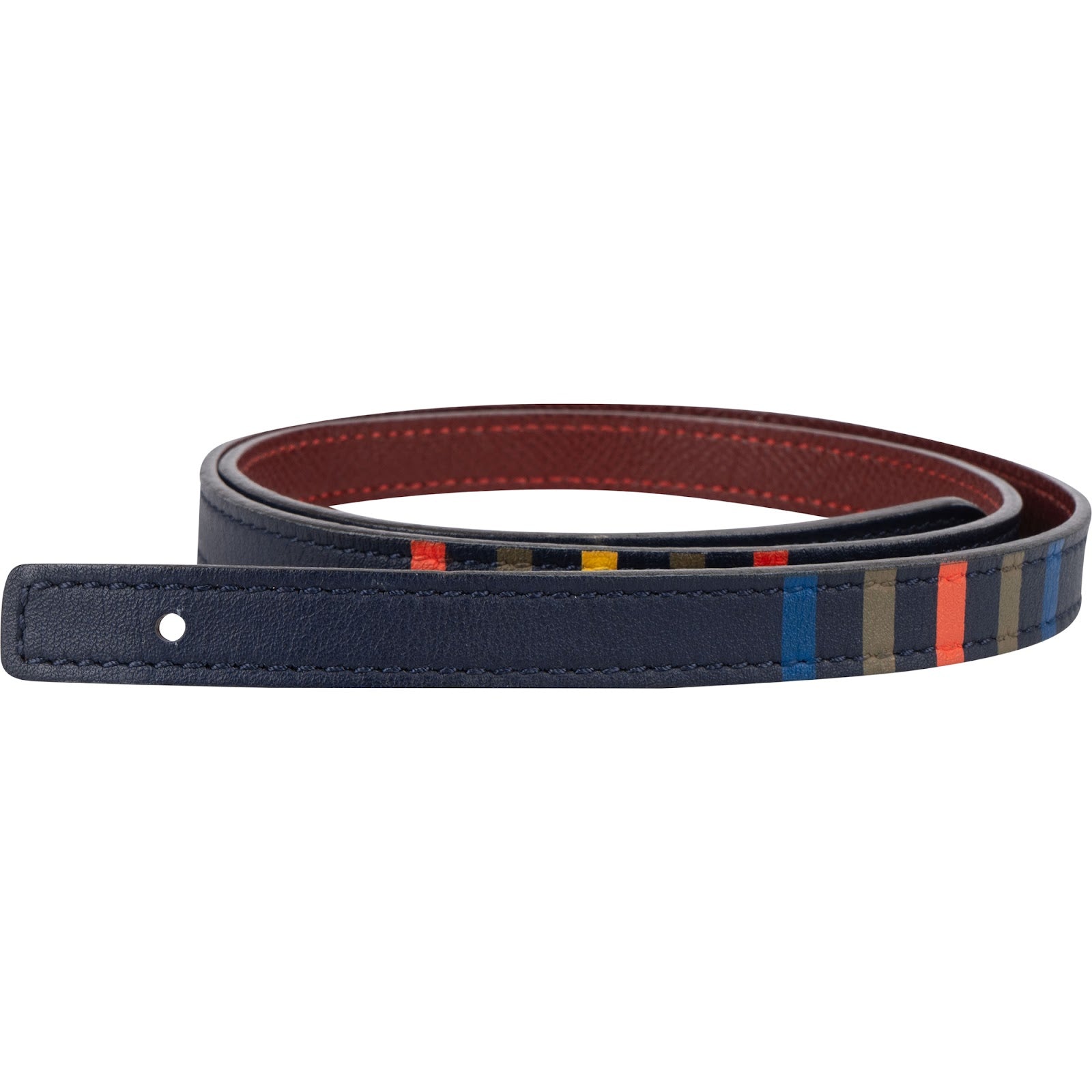 Hermès Reversible Multicolor Leather Cuir Seul de Ceinture Artist Stripe Skinny Belt (70)