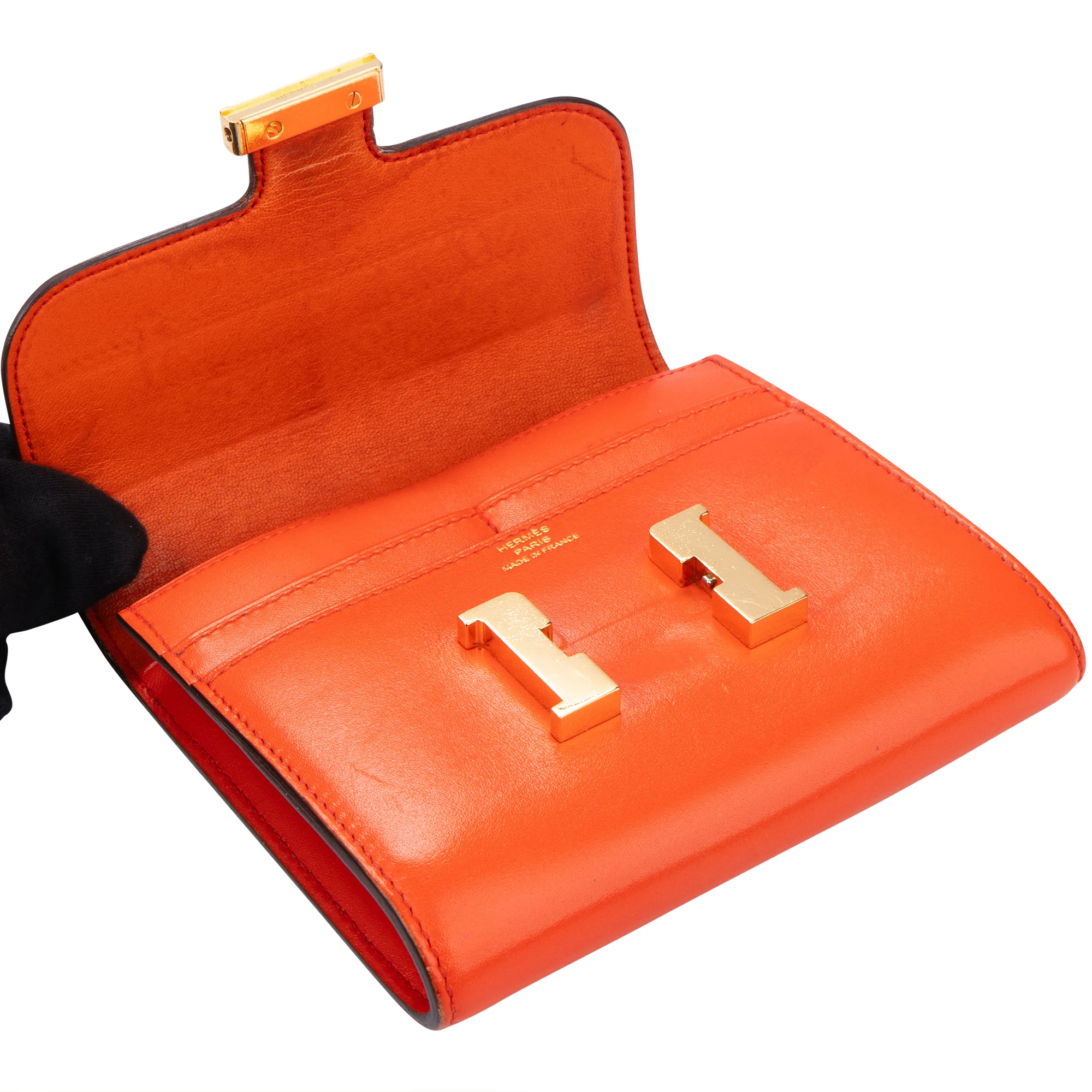 Hermès Constance Compact Orange Poppy Wallet