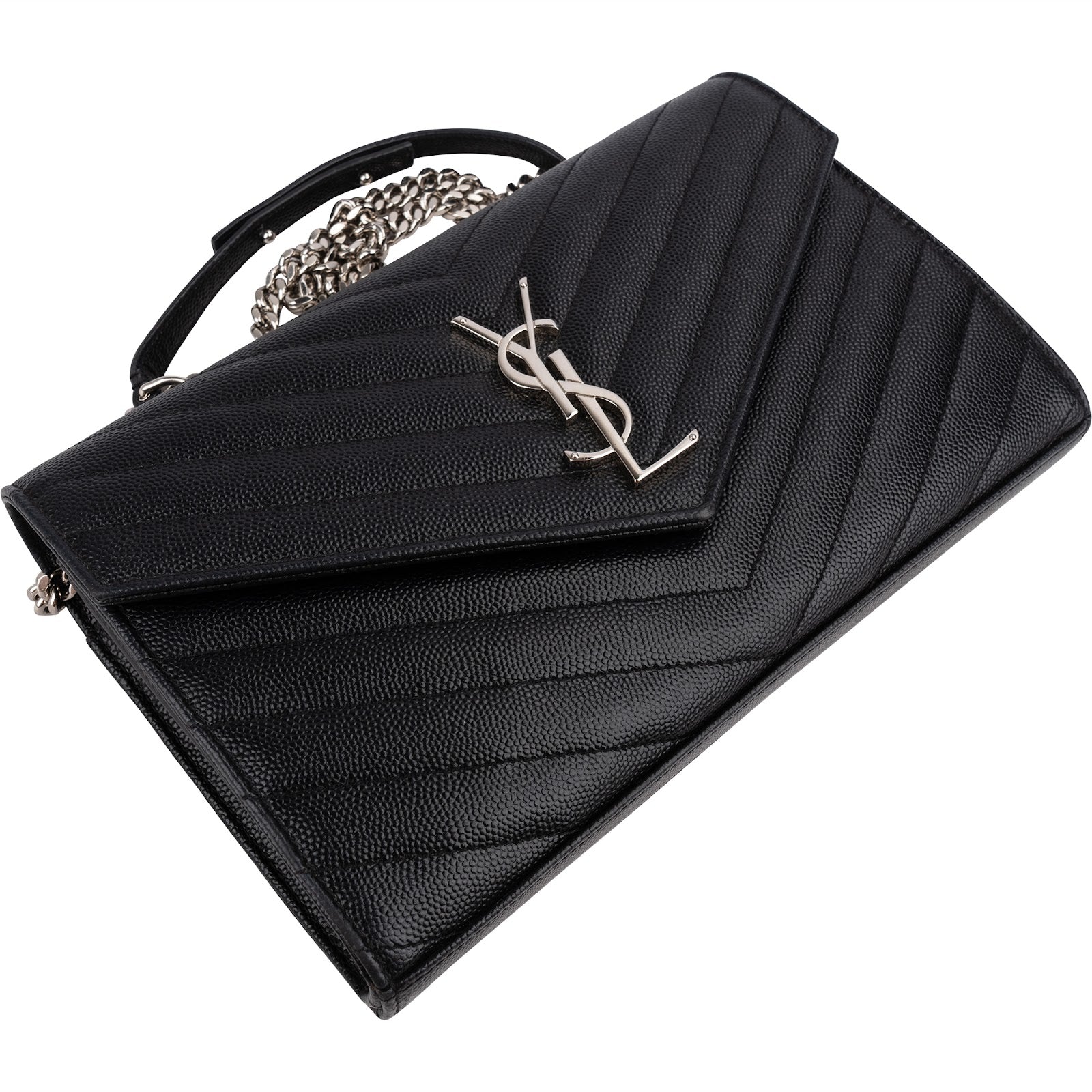 Yves Saint Laurent Grain de Poudre Quilted Leather Wallet On Chain