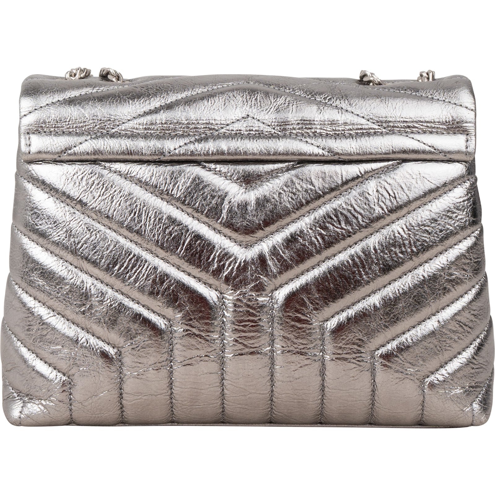 Yves Saint Laurent – Loulou Metallic Crinkled Matelassé Leather Crossbody Bag