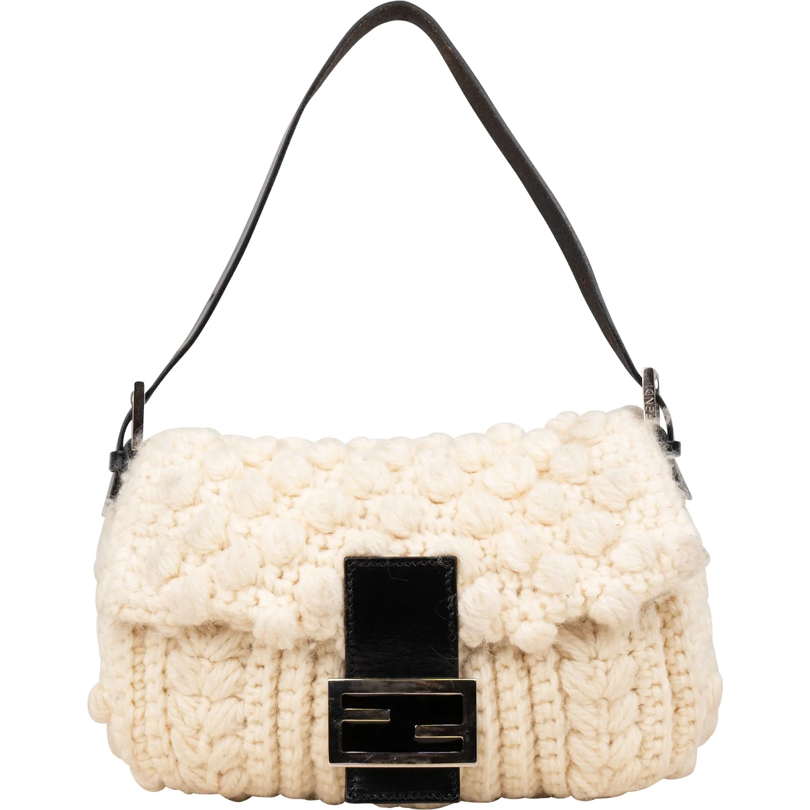 Fendi Wool Knit Baguette Shoulder Bag