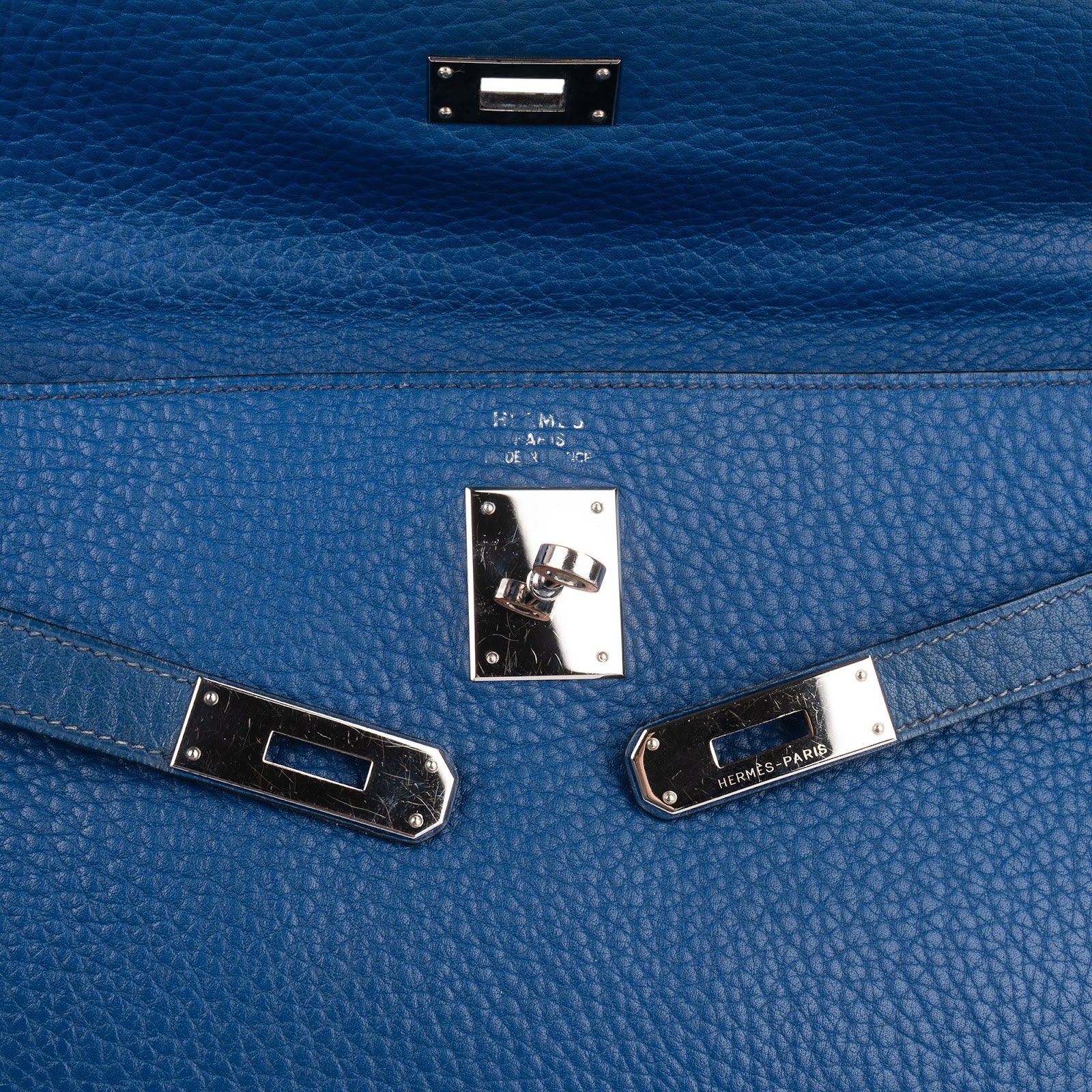 Sac à main Hermès Kelly Retourne 35 en cuir Bleu Togo