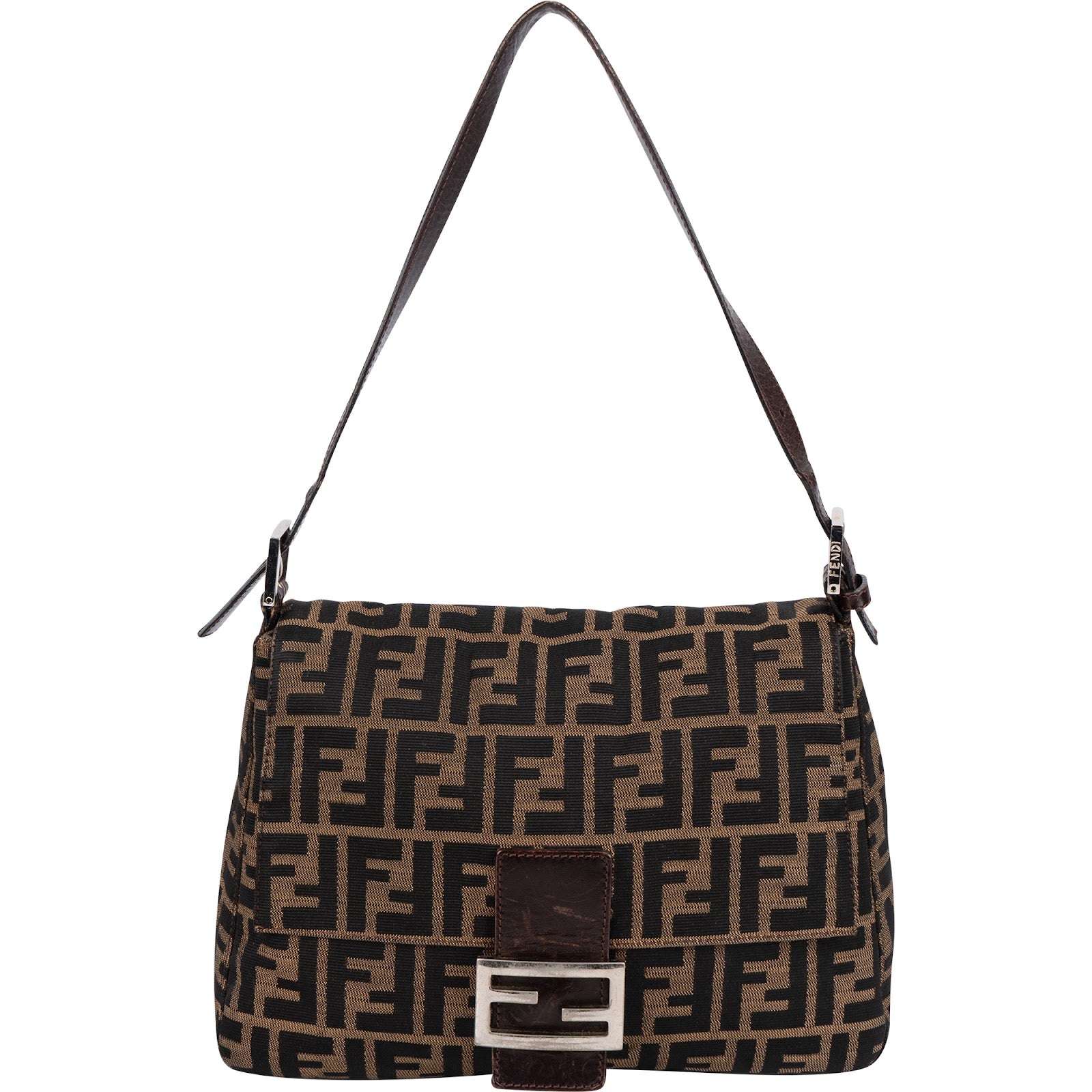Fendi Monogram Zucca Canvas Mamma Baguette Shoulder Bag