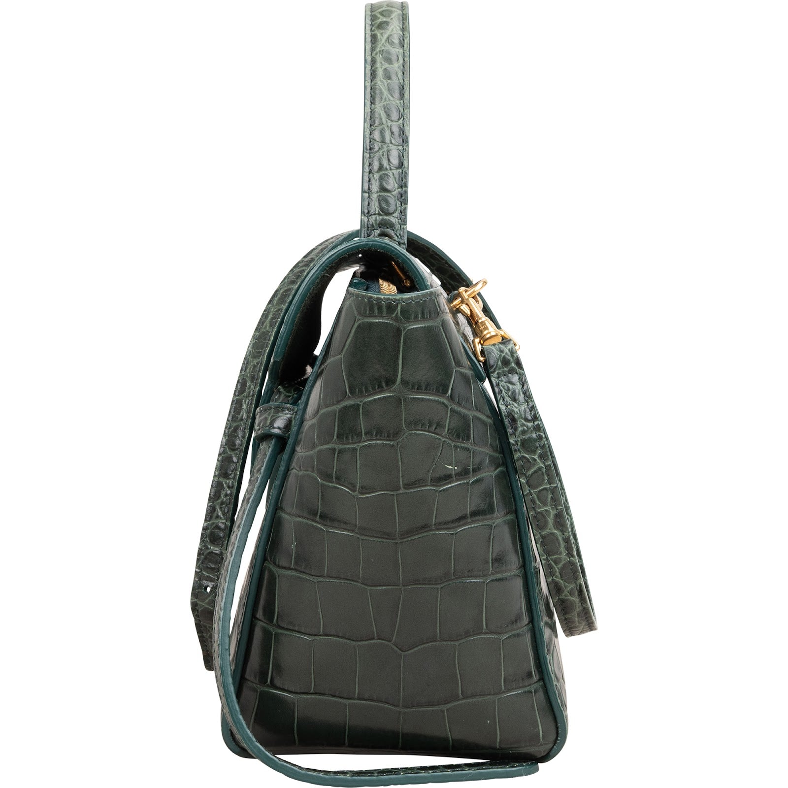 Celine Dark Green Crocodile Embossed Belt Nano Handbag