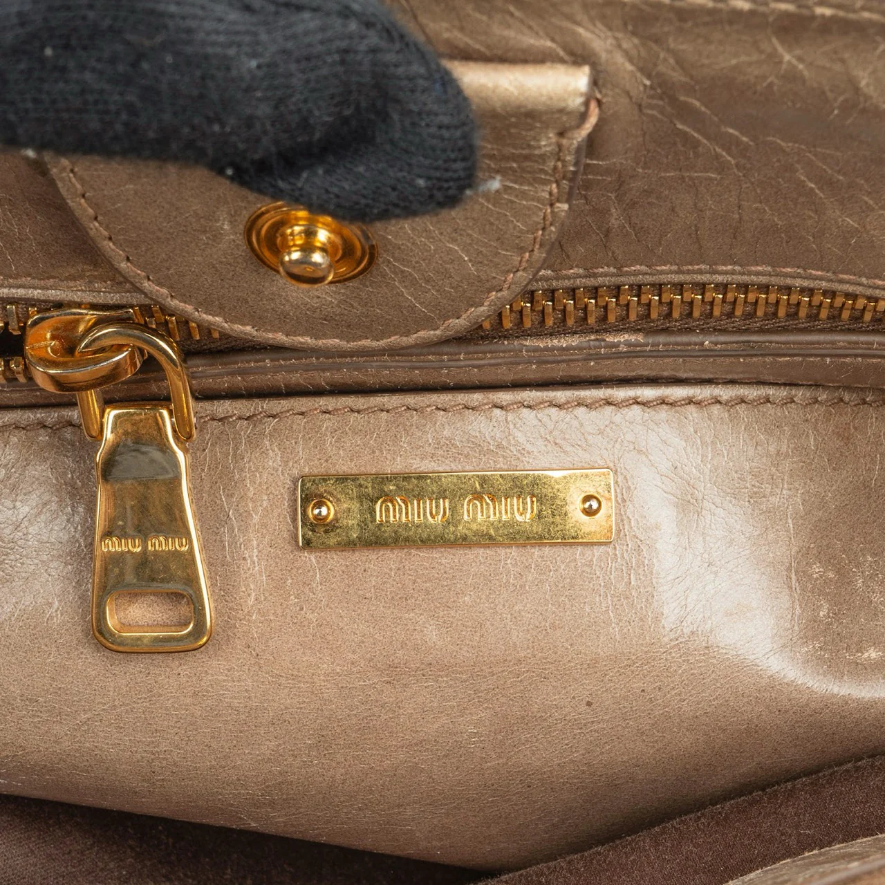 Miu Miu Vitello Lux Leather Tote Handbag