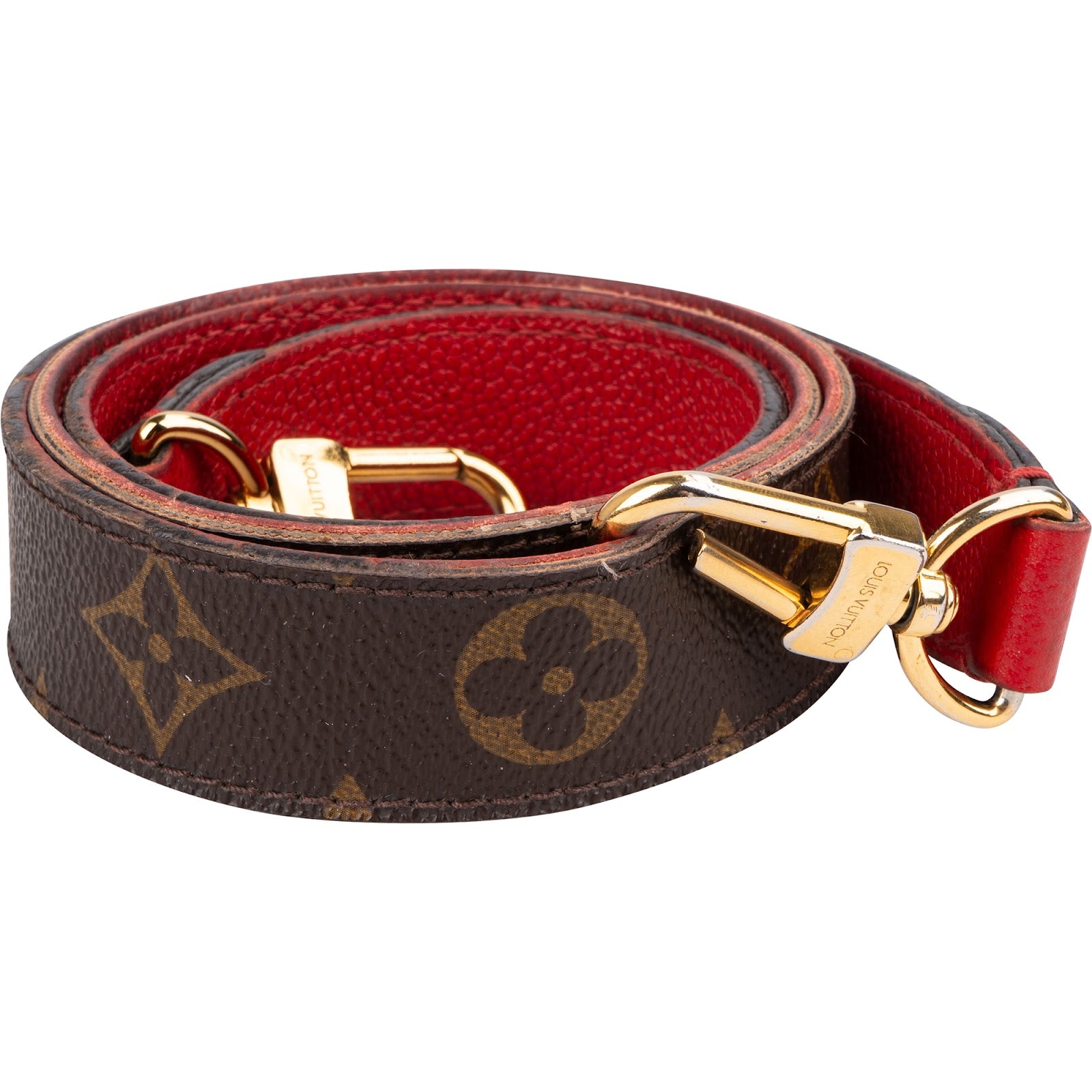Louis Vuitton Monogram Canvas Red Leather Bags Strap