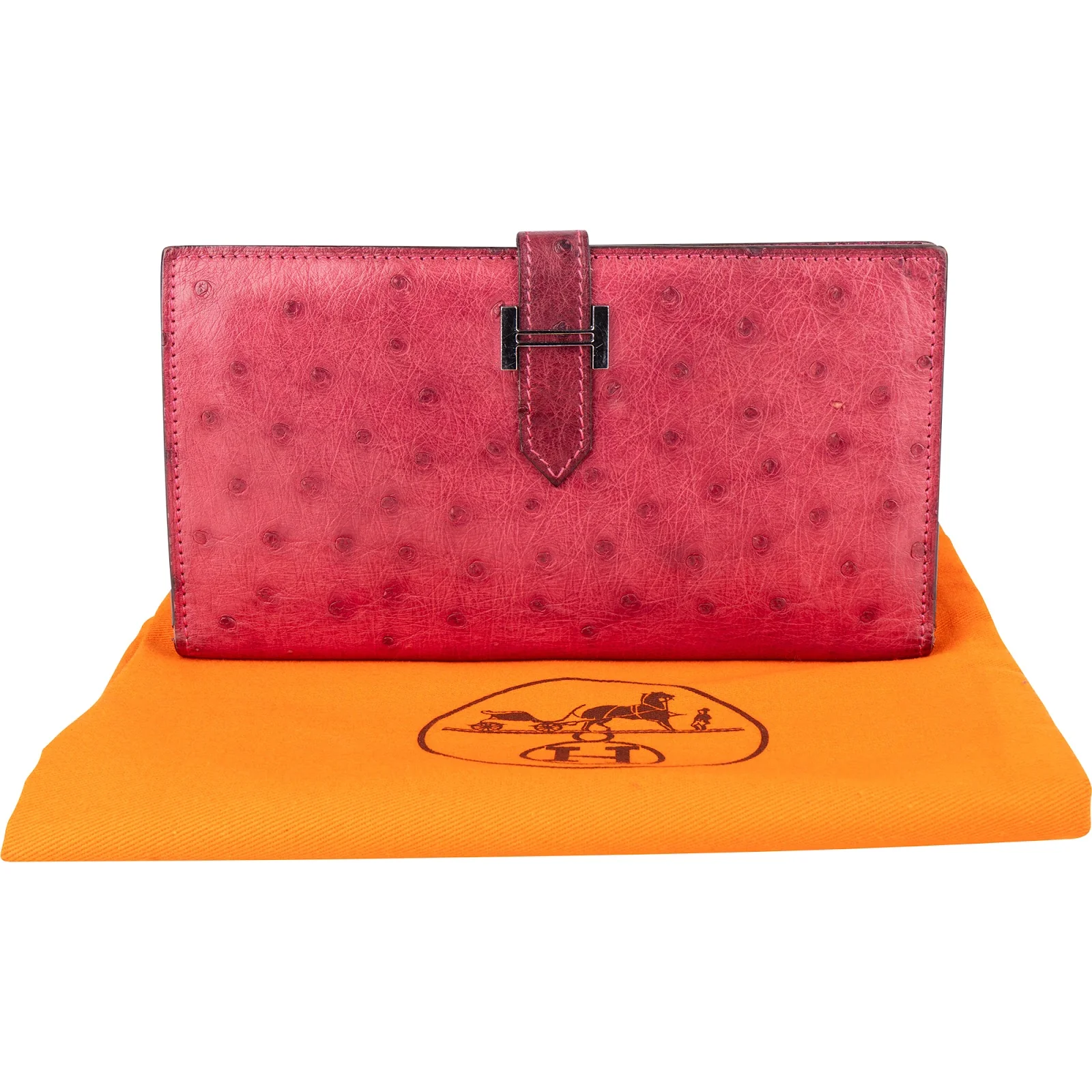 Hermès Pink Ostrich Béarn Wallet