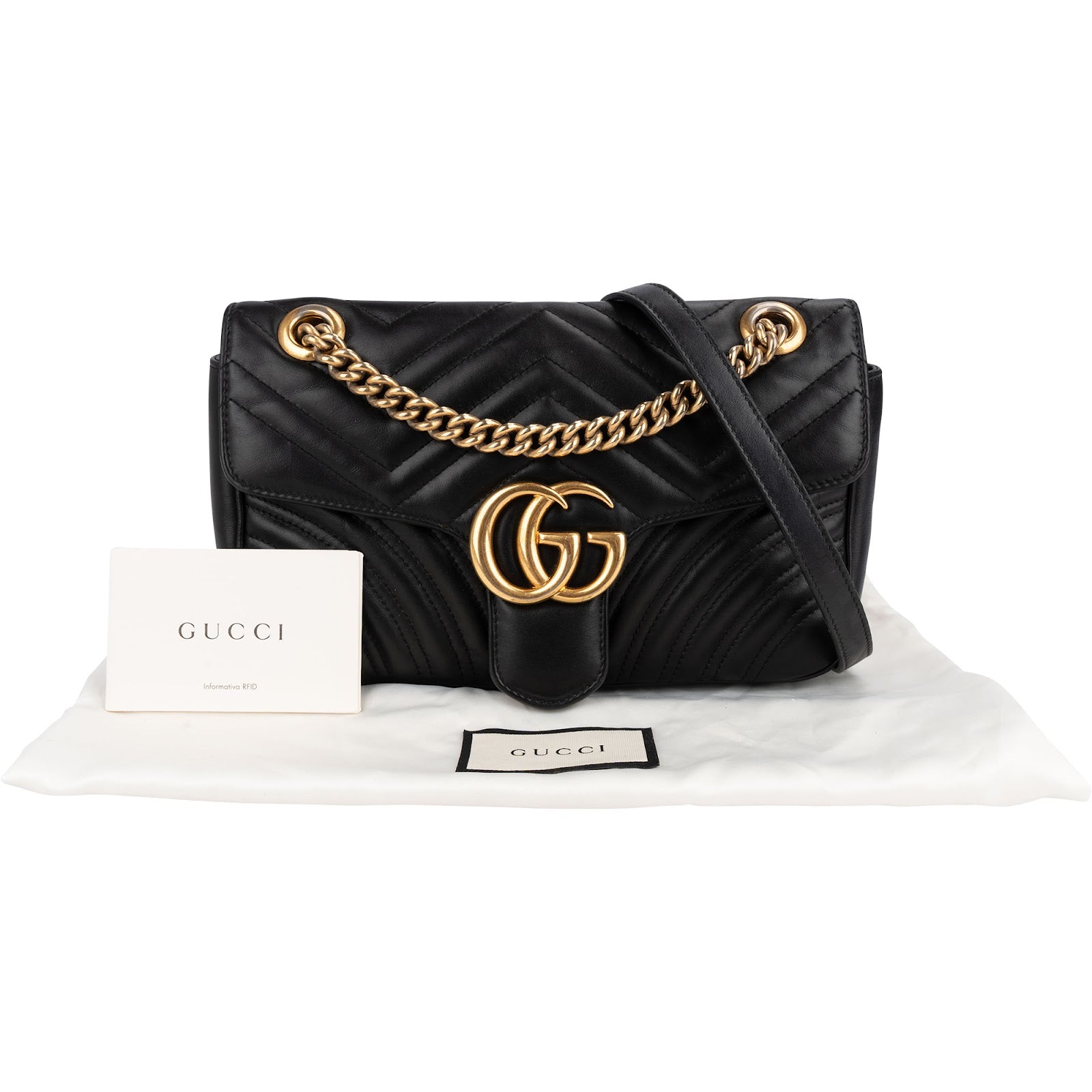 GUCCI Matelassé Leather GG Marmont Crossbody Bag