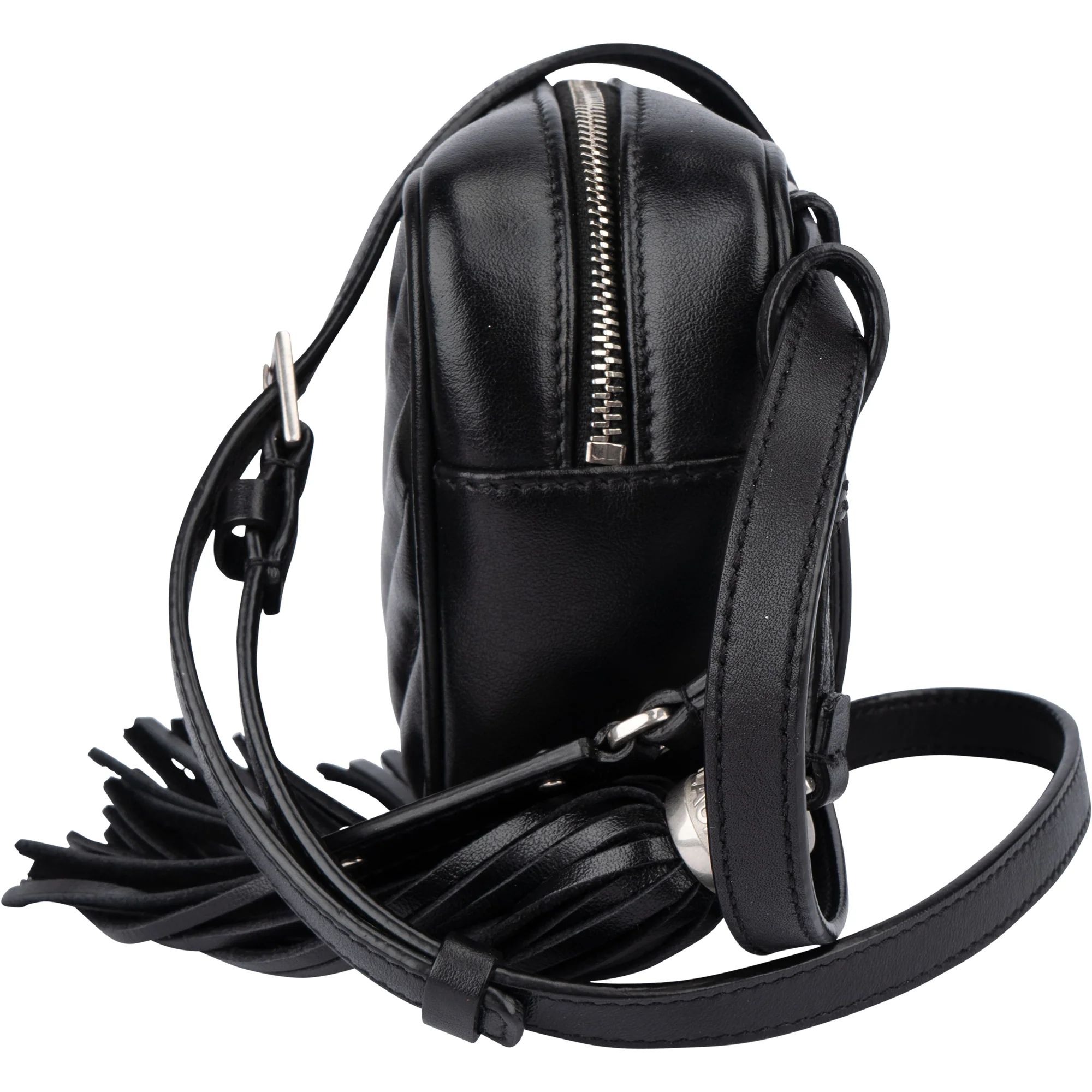 Saint Laurent Black Chevron Leather Lou Crossbody Bum Bag