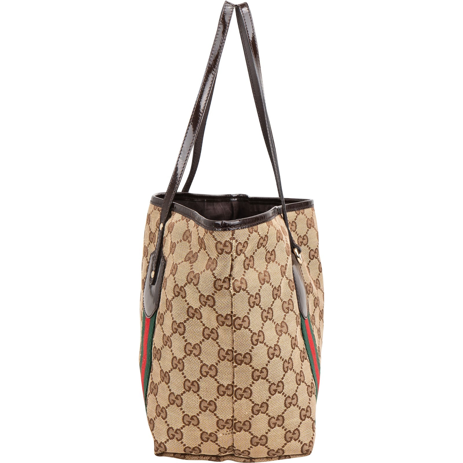 Gucci Monogram GG Canvas Patent Leather Shopper