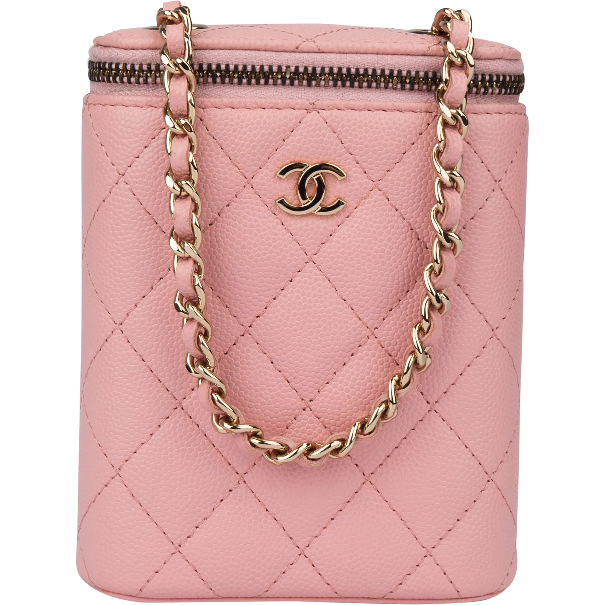 Chanel Pink Caviar Leather Mini Vertical Vanity Crossbody Bag
