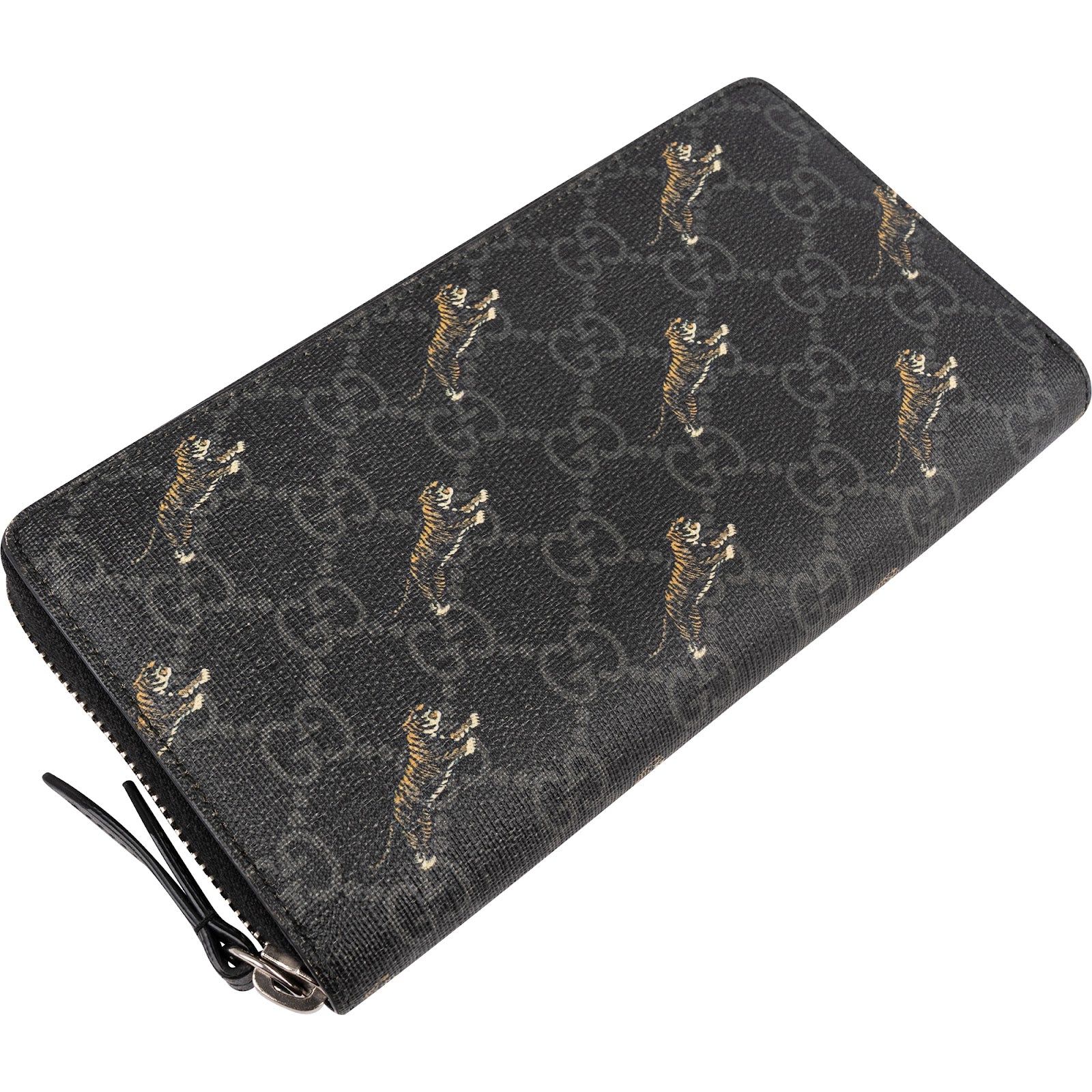 Gucci Monogram GG Supreme Canvas Tigers Print Zip Around Wallet