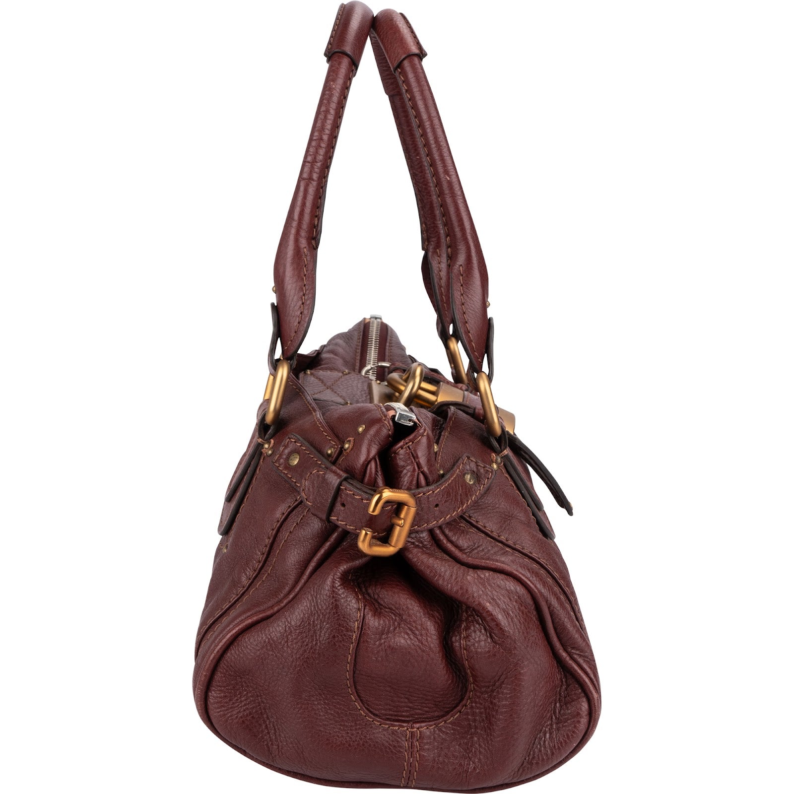 Chloé Bordeaux Leather Paddington Handbag