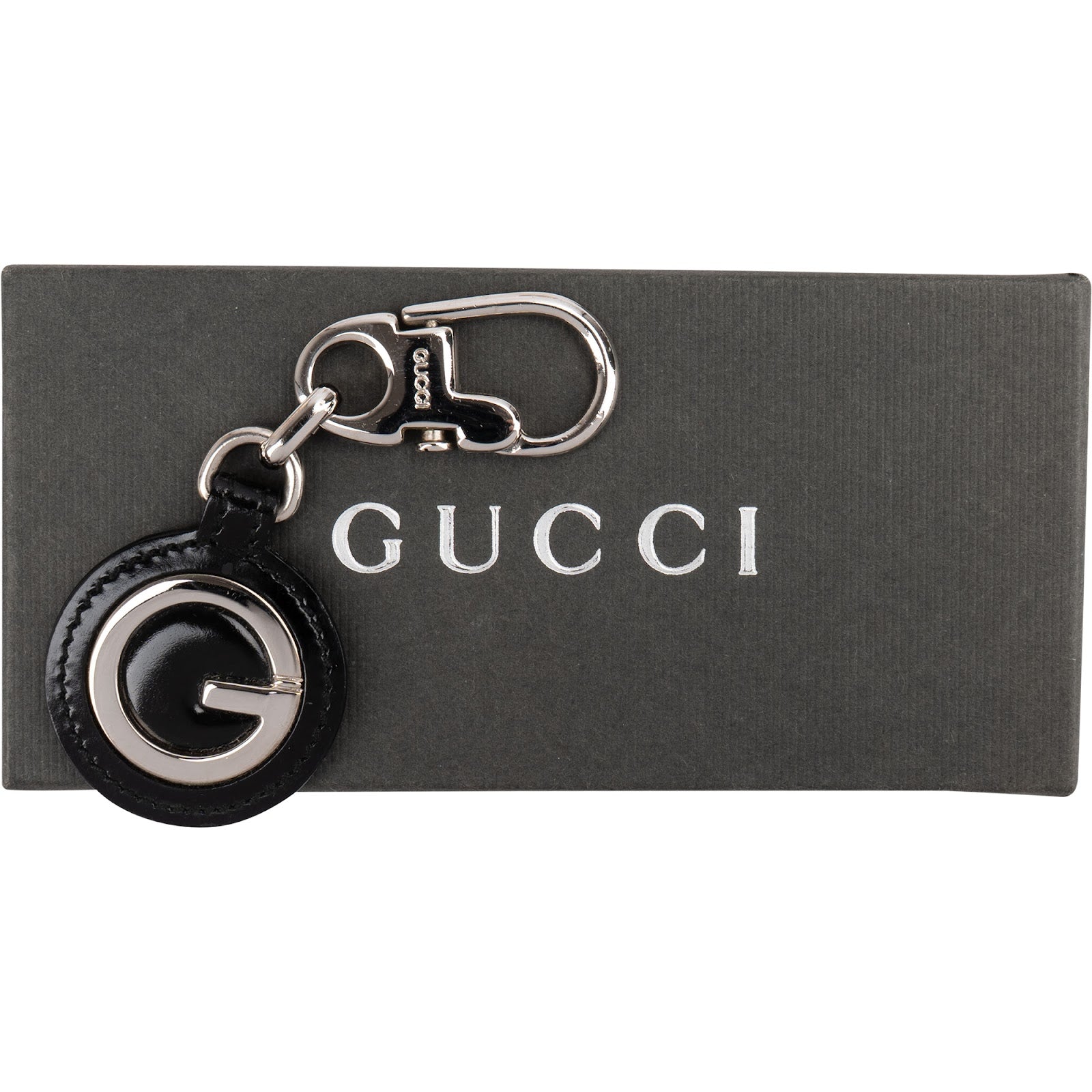 Gucci Patent Leather G Emblem Schlüsselanhänger