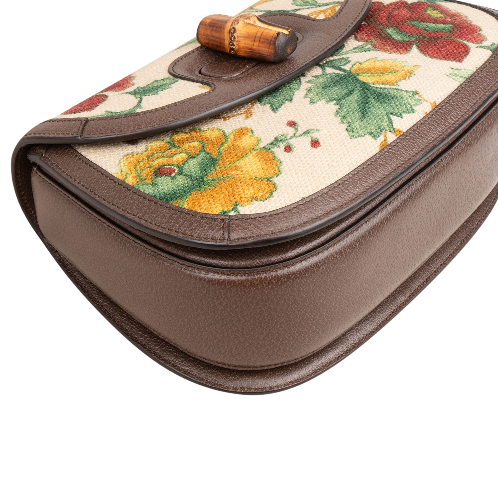 Gucci Floral Jacquard Bamboo 1947 Top Handle Crossbody Bag