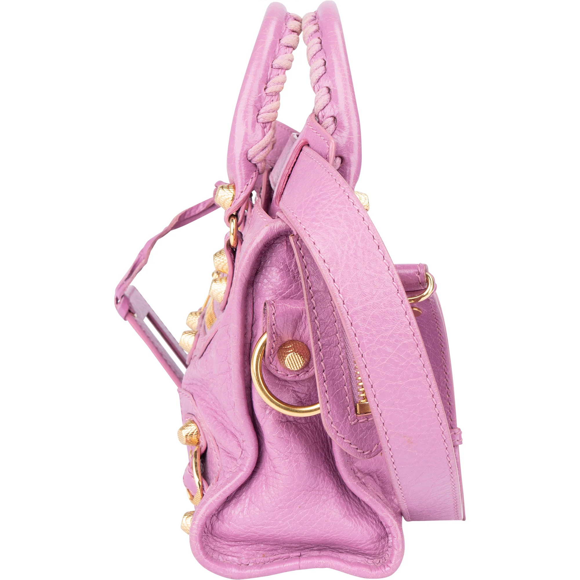 Balenciaga Pink Leather Mini City Handbag