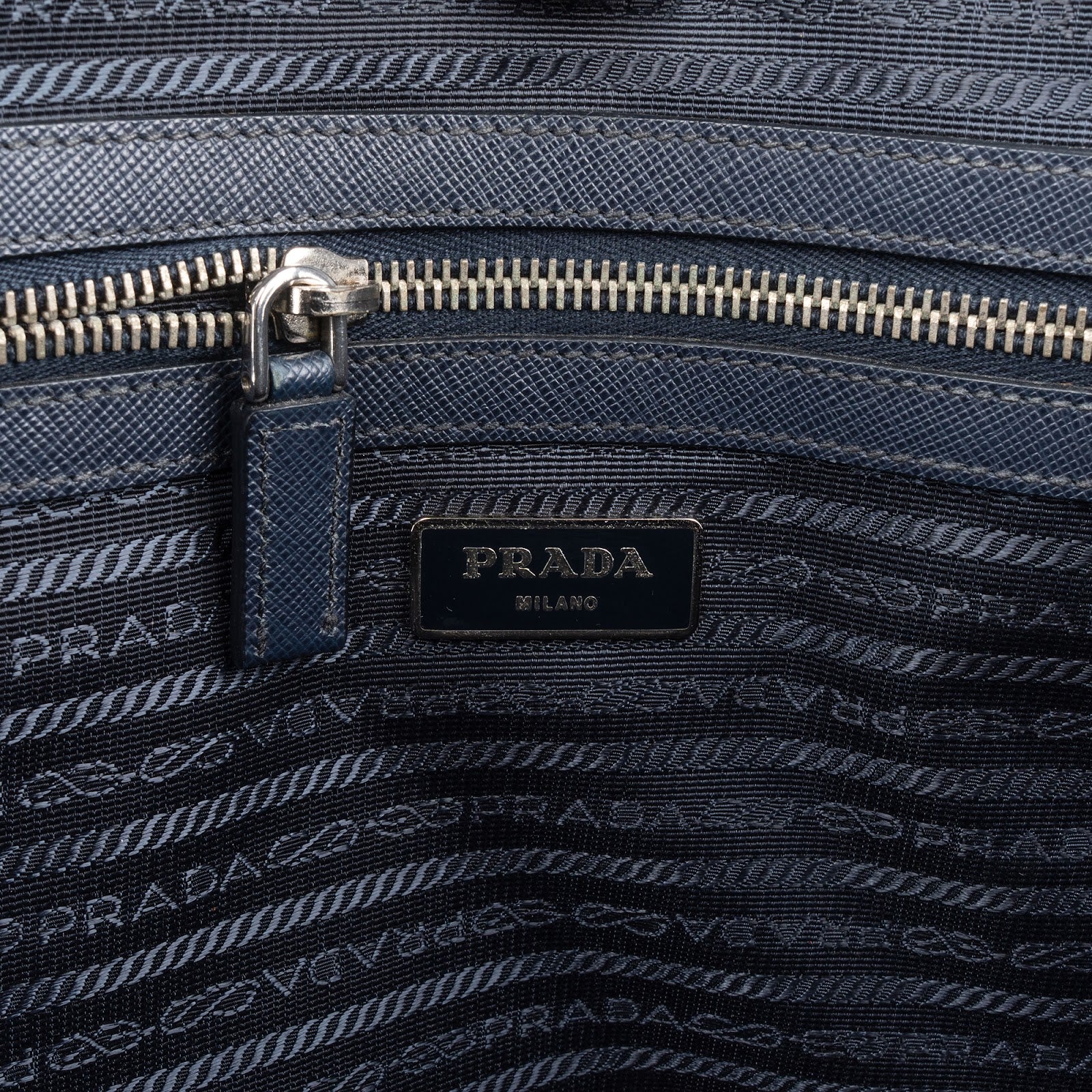 Prada Bleu Saffiano Leather Notebook Tasche