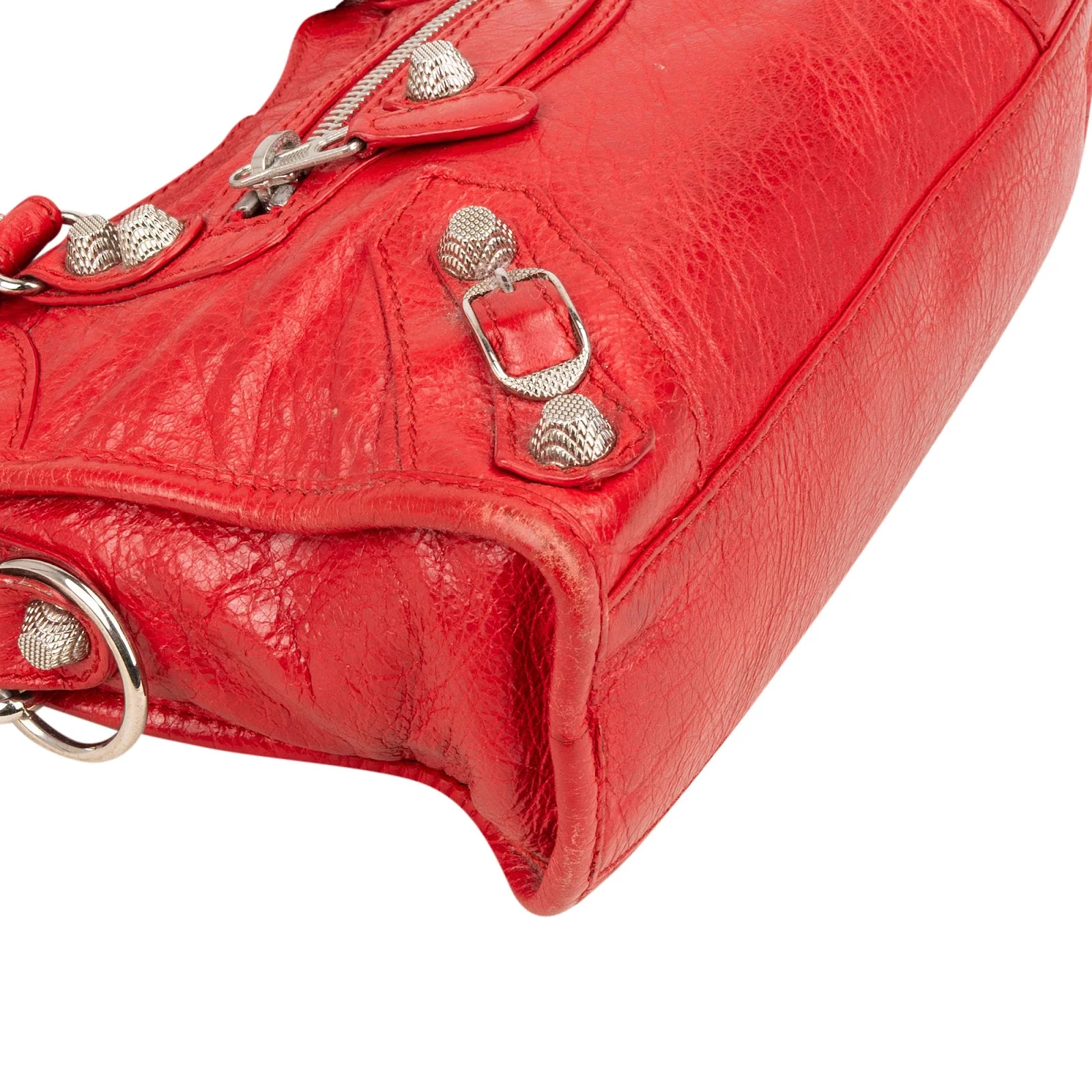 Balenciaga Red Leather Mini City Handbag