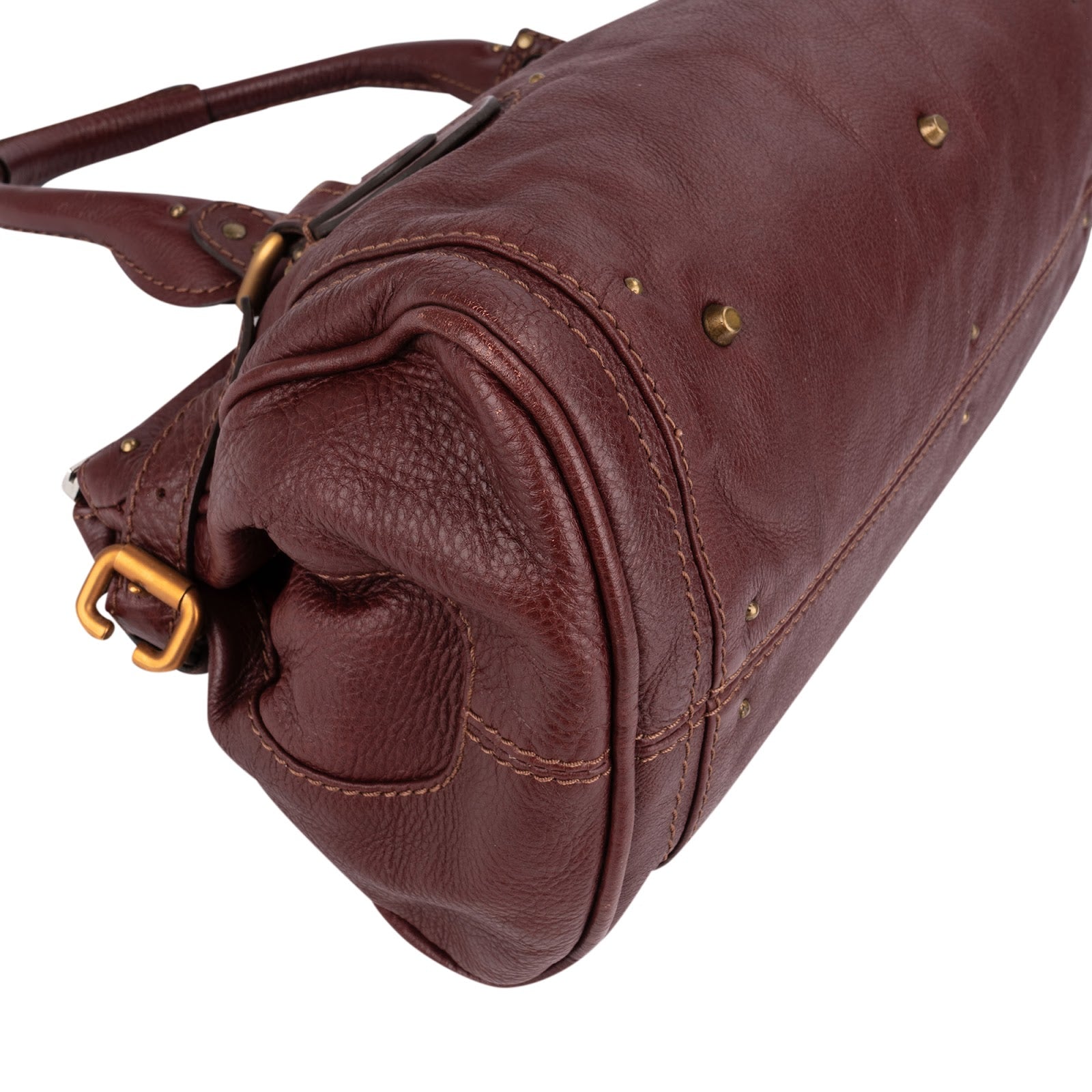 Chloé Bordeaux Leather Paddington Handbag