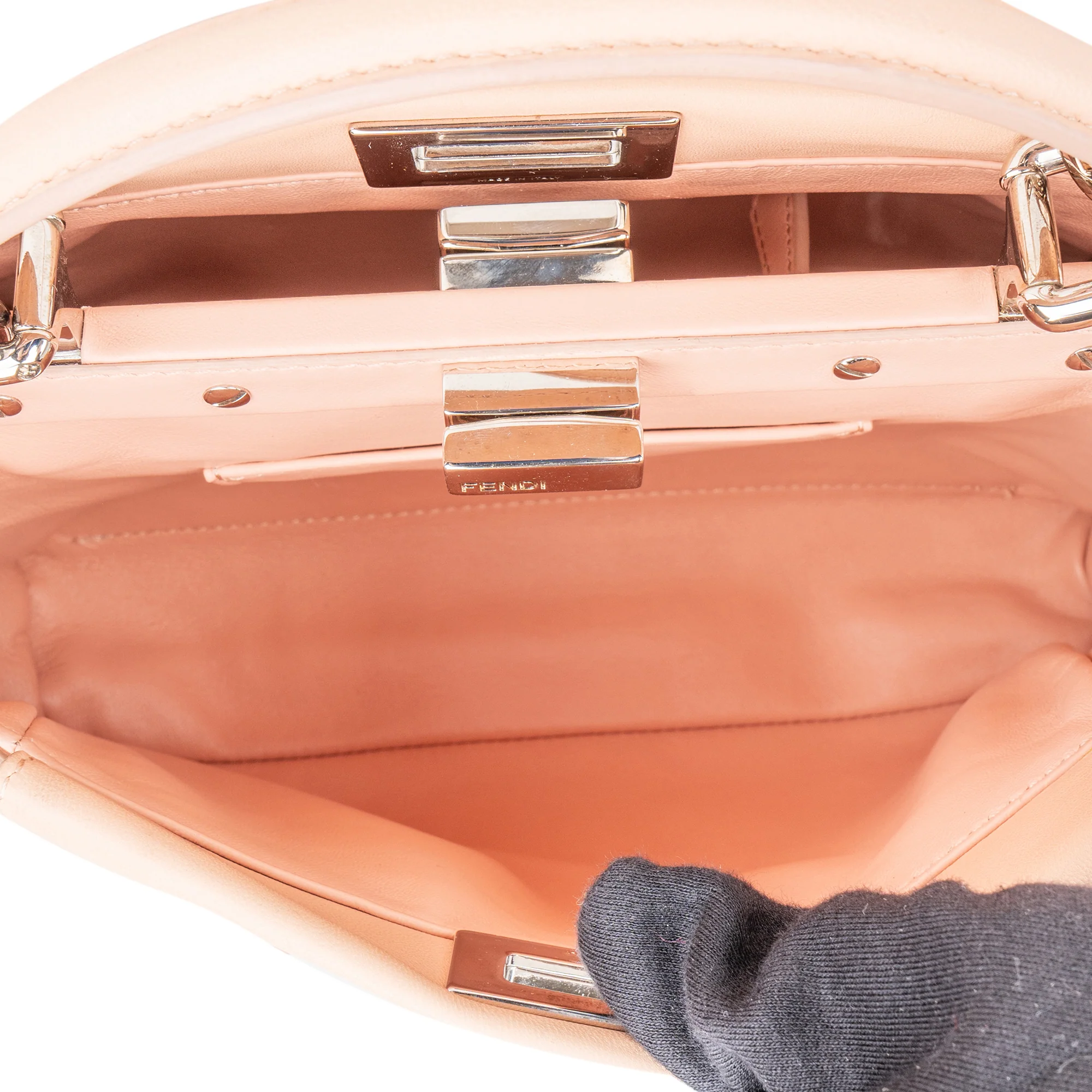 Fendi Nappa Leather Flowering Flower Mini Peekaboo Handbag