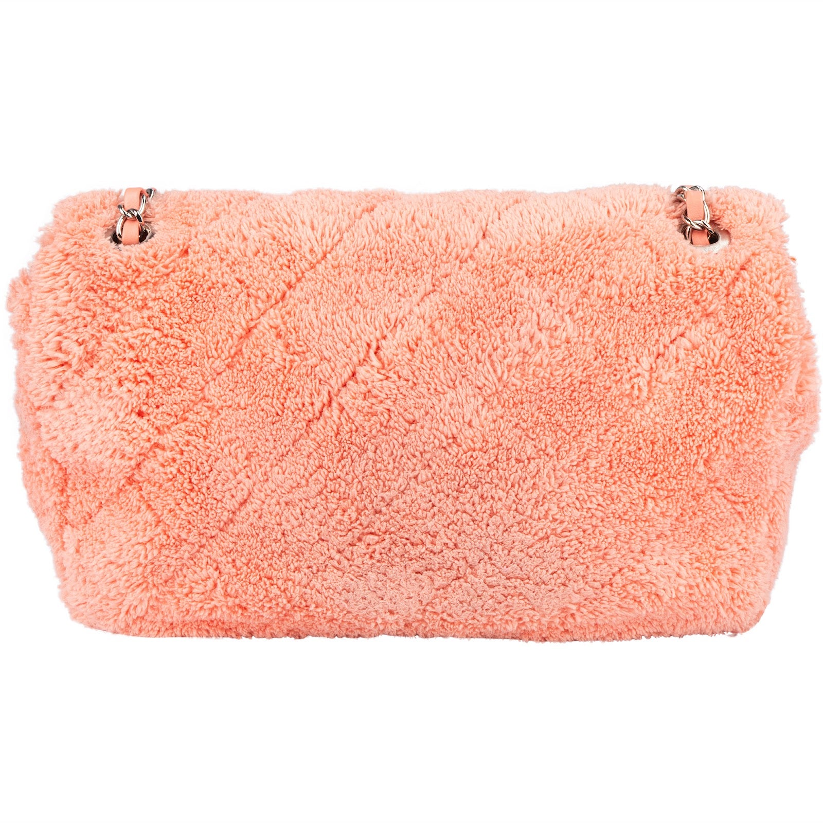 Chanel Pink Terry Cloth Coco Single Flap Shoulder Bag