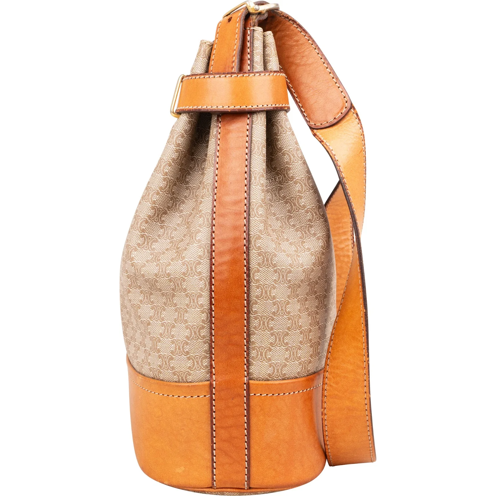 Celine Macadam Monogram Buckle Bucket Shoulder Bag