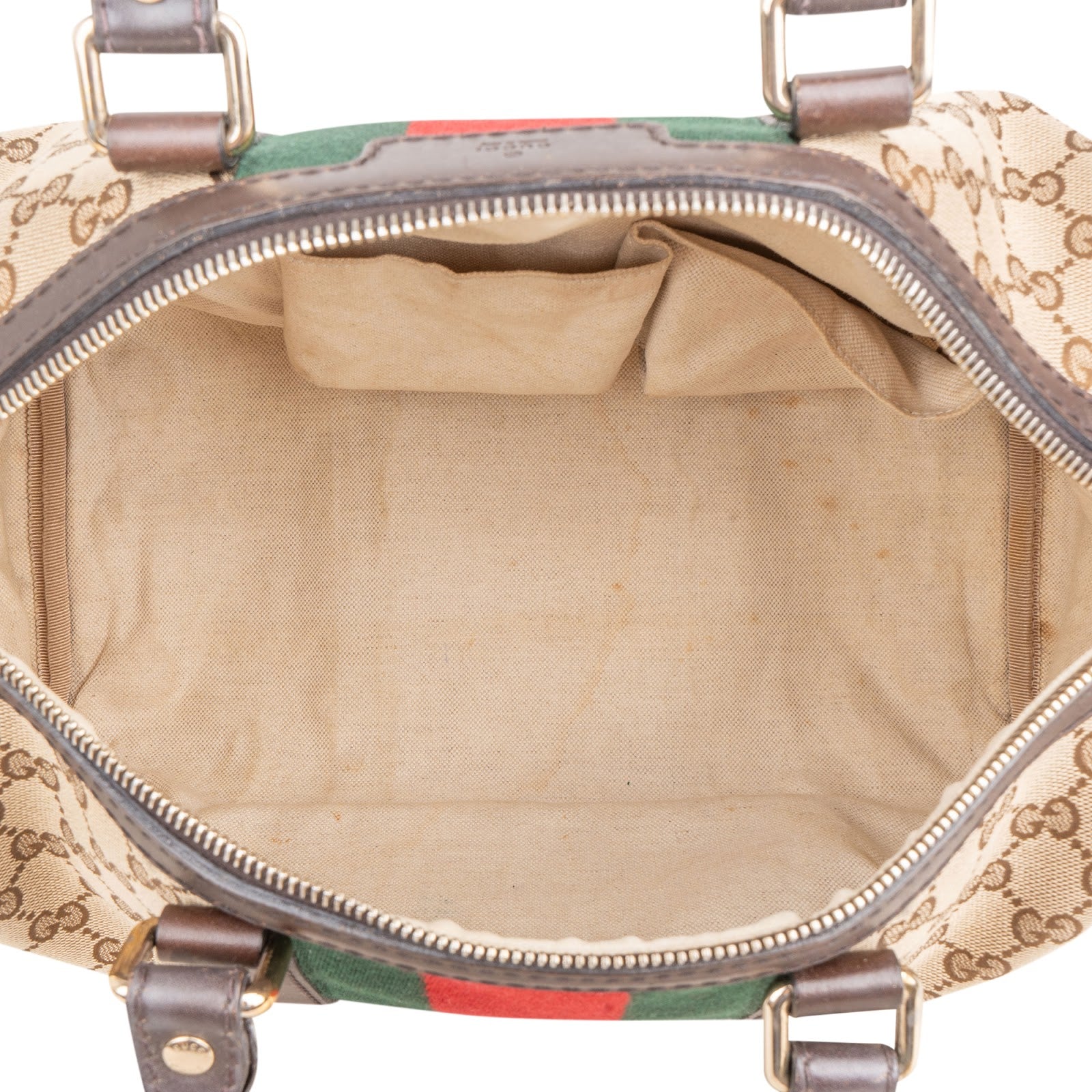 Gucci Monogram GG Canvas  Web Boston Bag