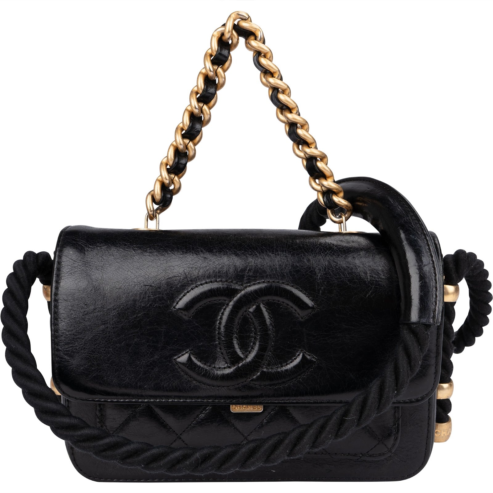 Chanel - Vintage Rope Strap Single Flap Shoulder Bag