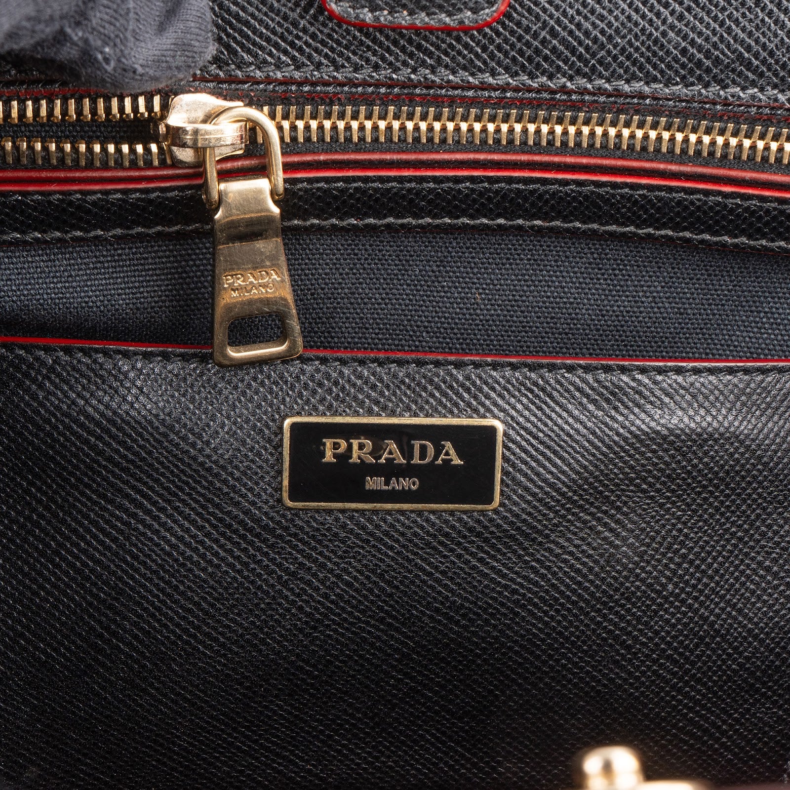Prada Saffiano and Calf Leather Twin Pocket Handbag