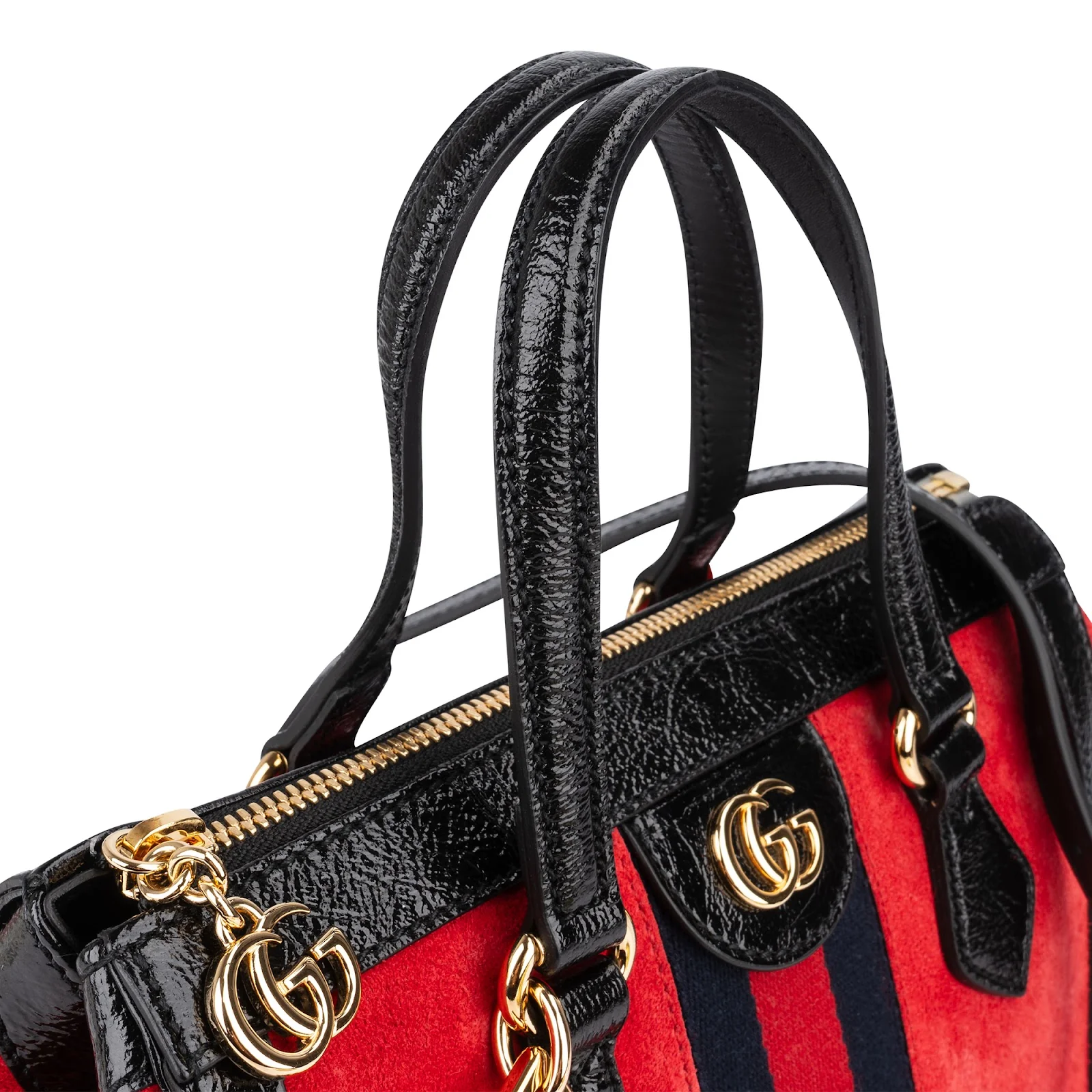 Gucci Patent Leather Suede Ophidia Small Handbag