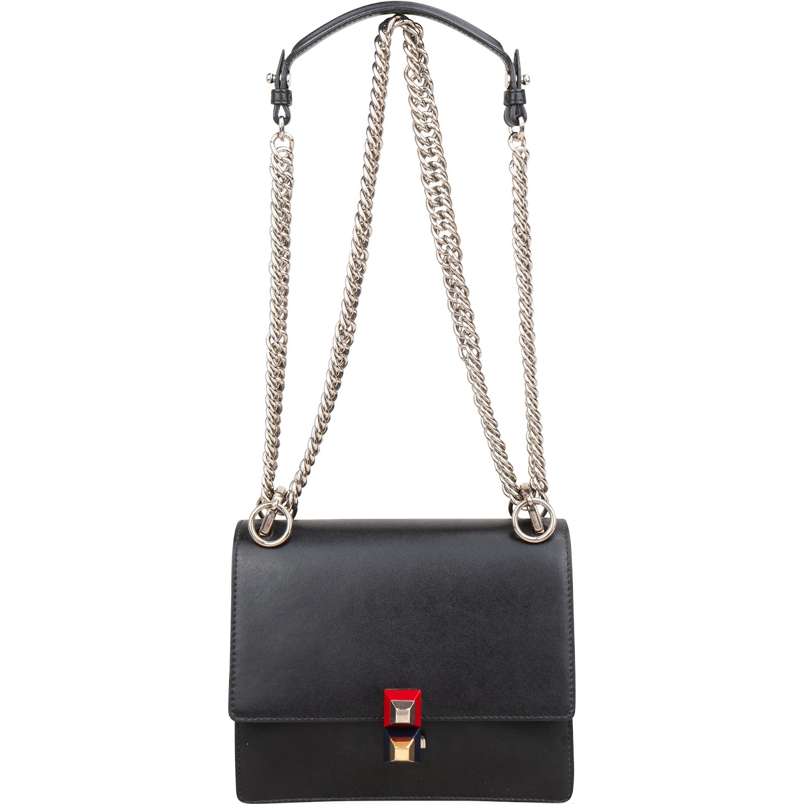 Fendi Calfskin Leather Kan I Crossbody Bag