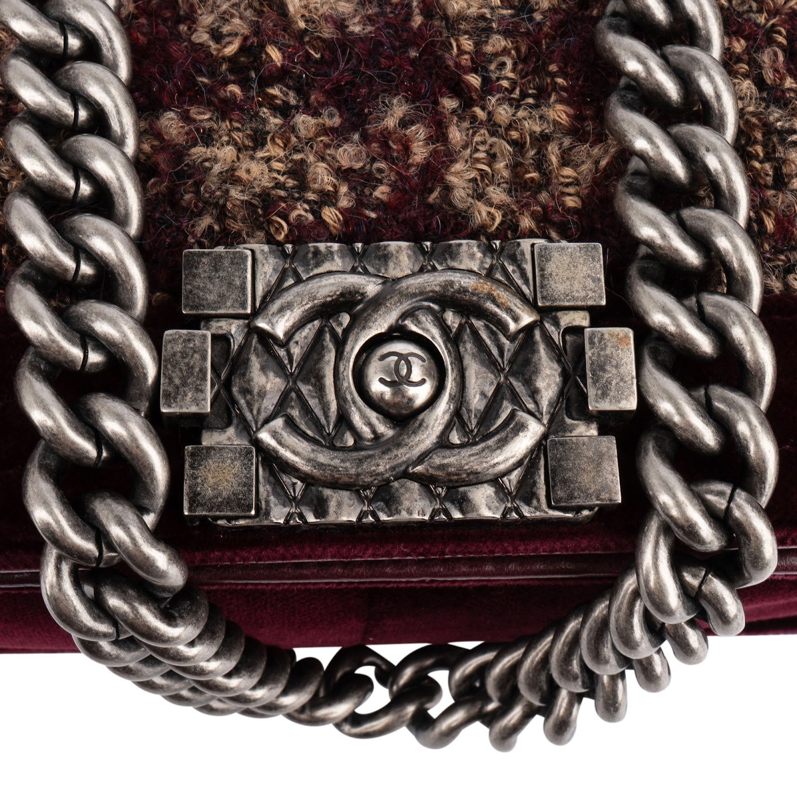 Chanel Velvet & Boucle Tweed Medium Boy Crossbody Bag