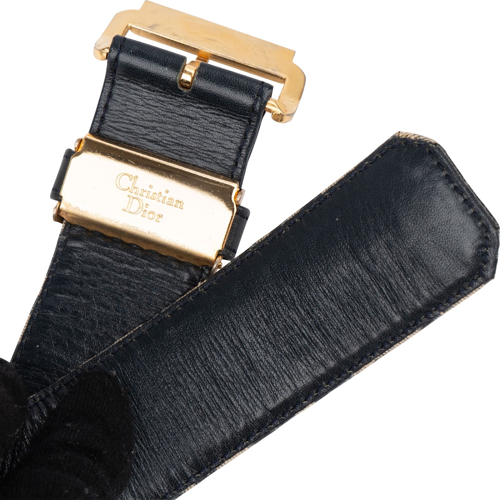 Christian Dior Multicolor Leather Trotter Oblique Canvas Belt (75)