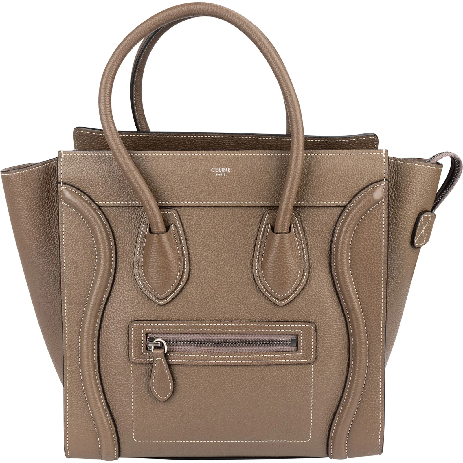 Céline Drummed Calfskin Luggage Handbag