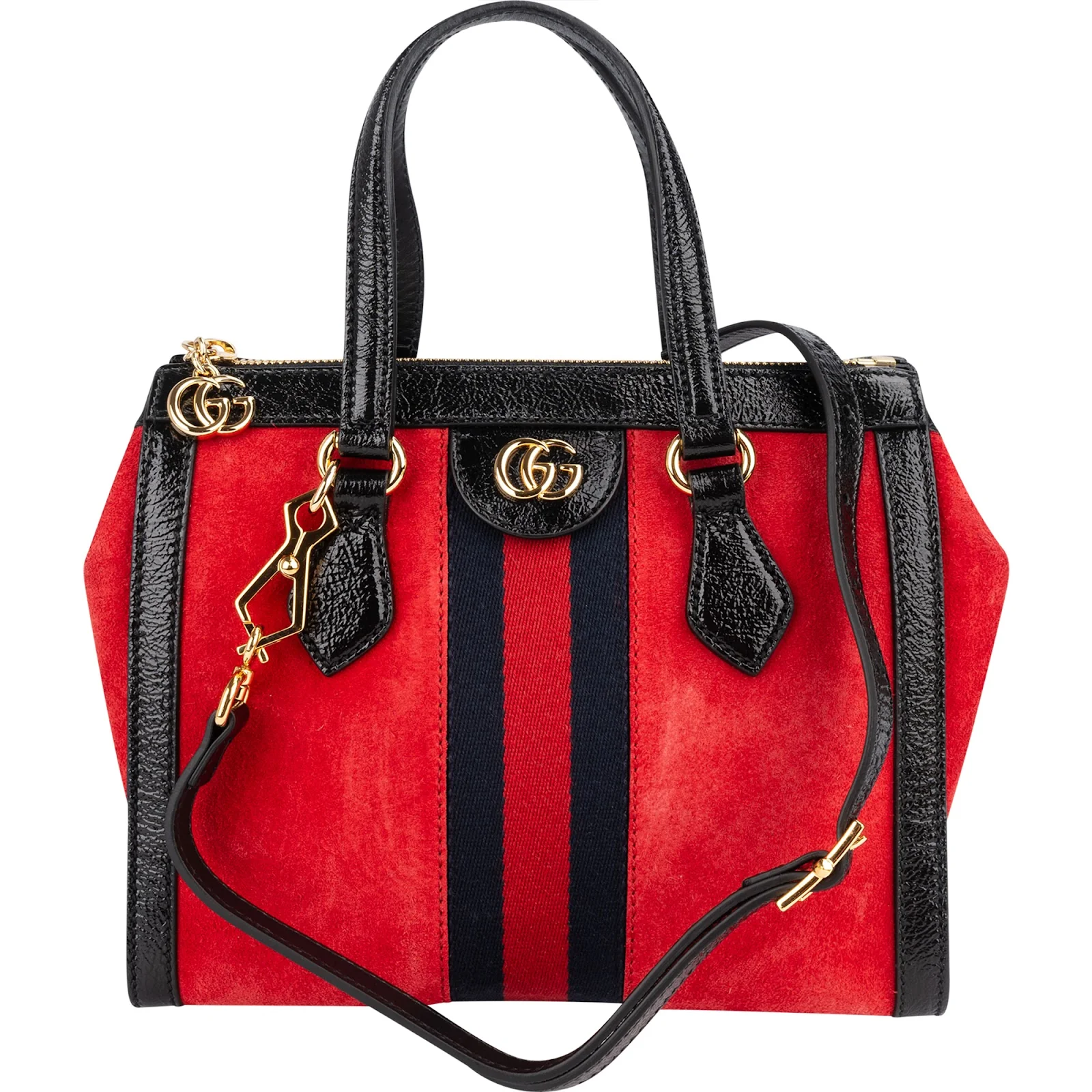 Gucci Patent Leather Suede Ophidia Small Handbag
