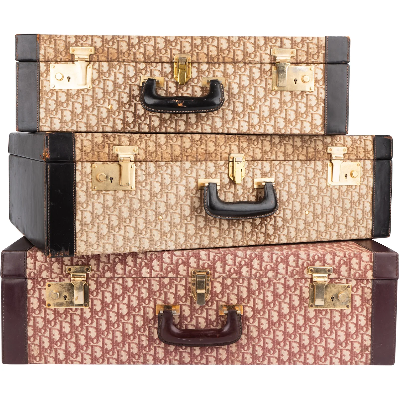 Christian Dior Trotter Monogram Vintage Suitcase Trio Tower