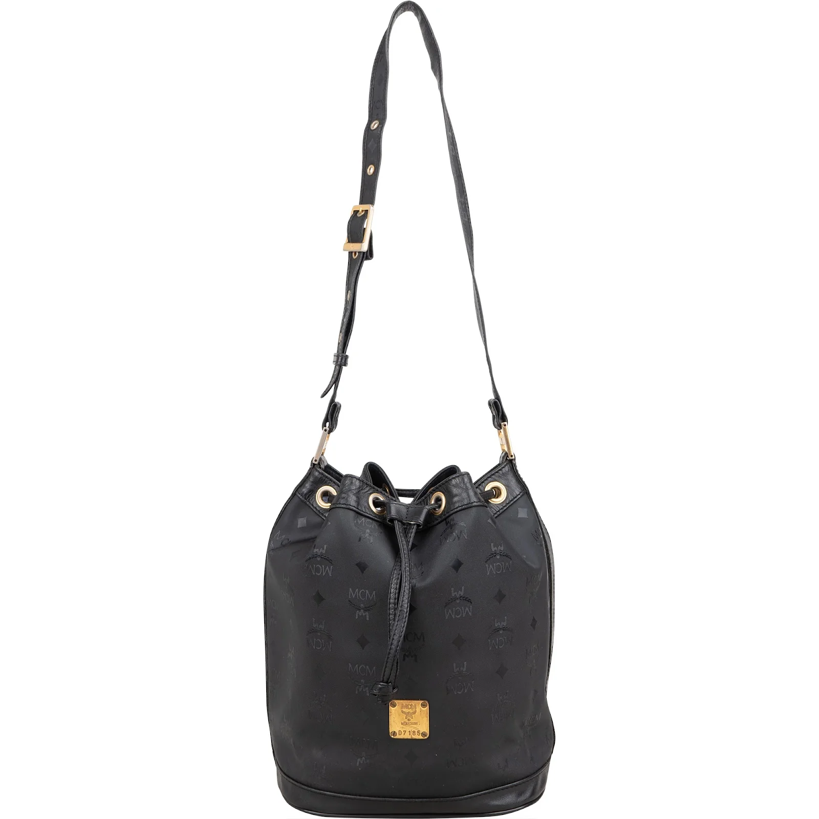 MCM Monogram Visetos Black Nylon Bucket Crossbody Bag