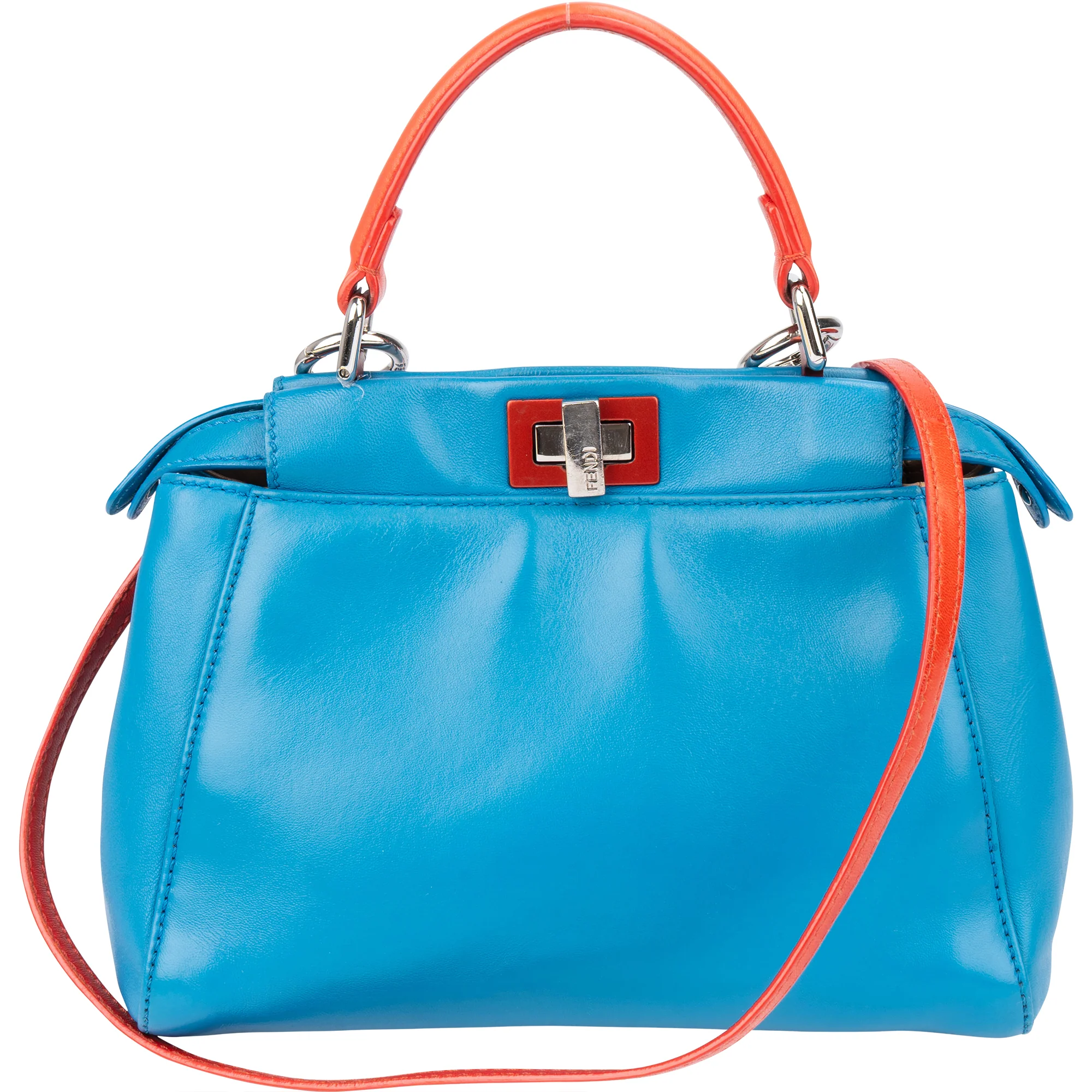 Fendi Blue Leather Peekaboo Handbag