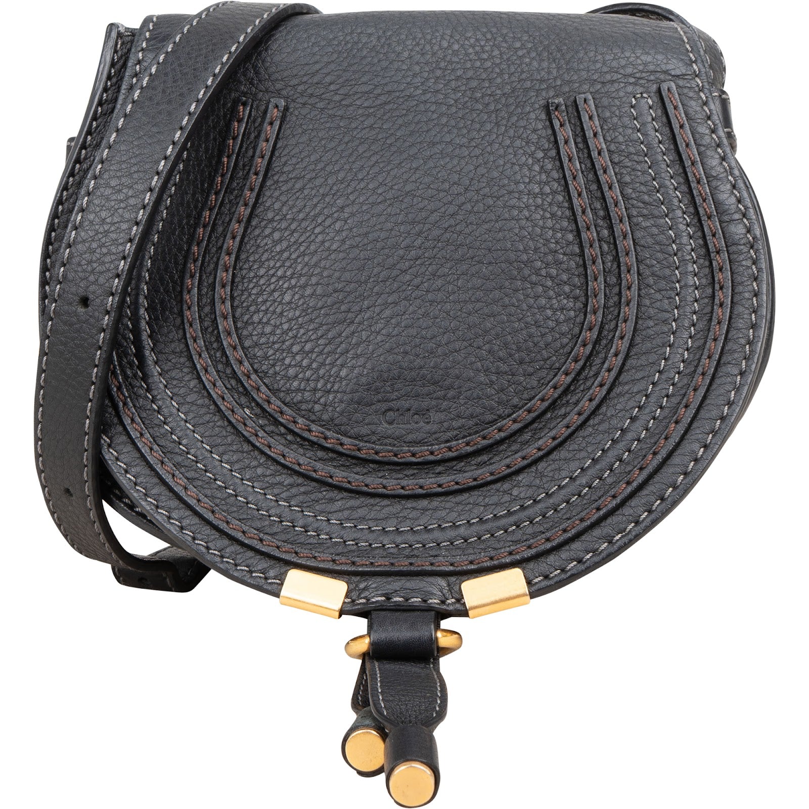 Chloé Grained Leather Mini Marcie Saddle Crossbody Bag