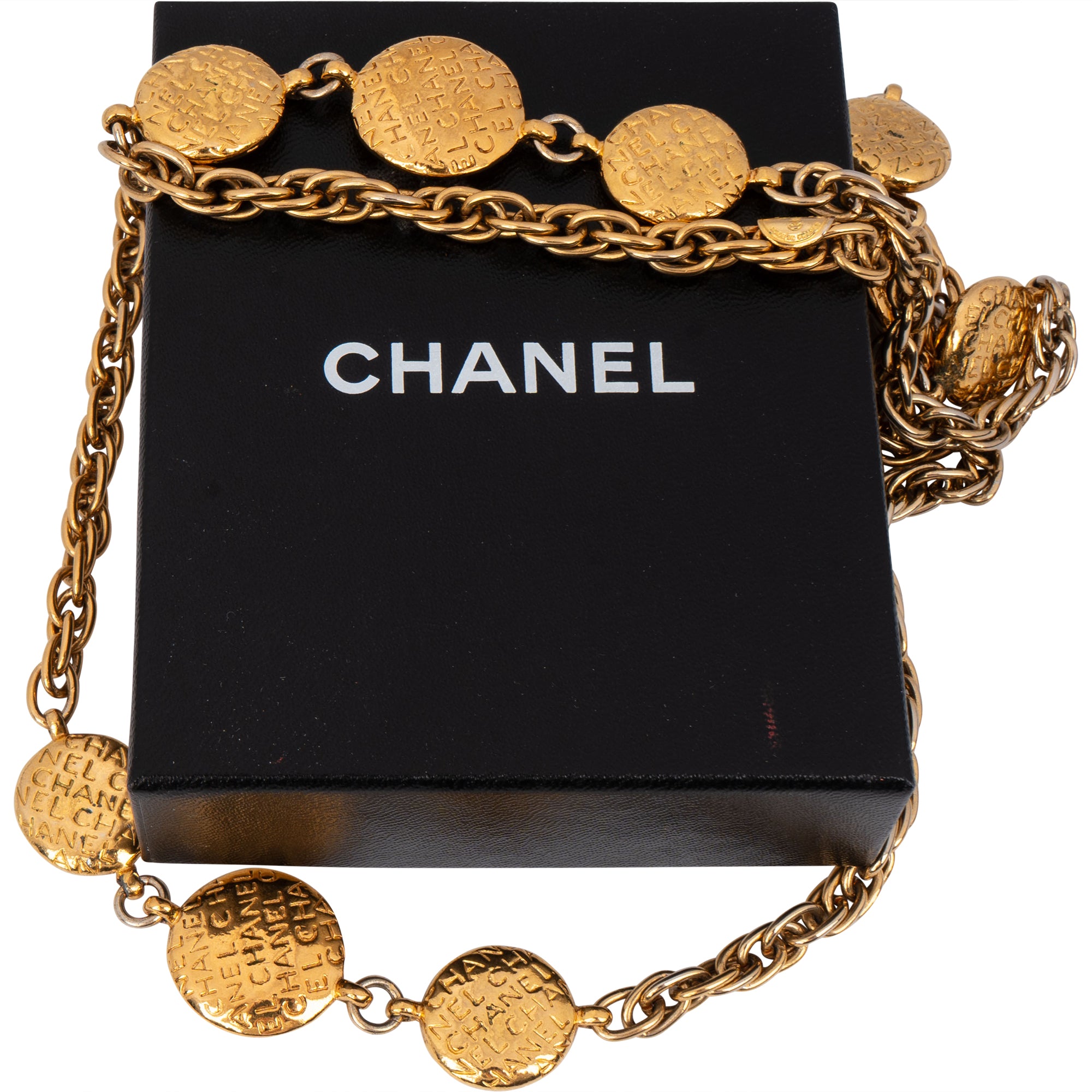 Chanel Heavy Golden Plates Mademoiselle Necklace