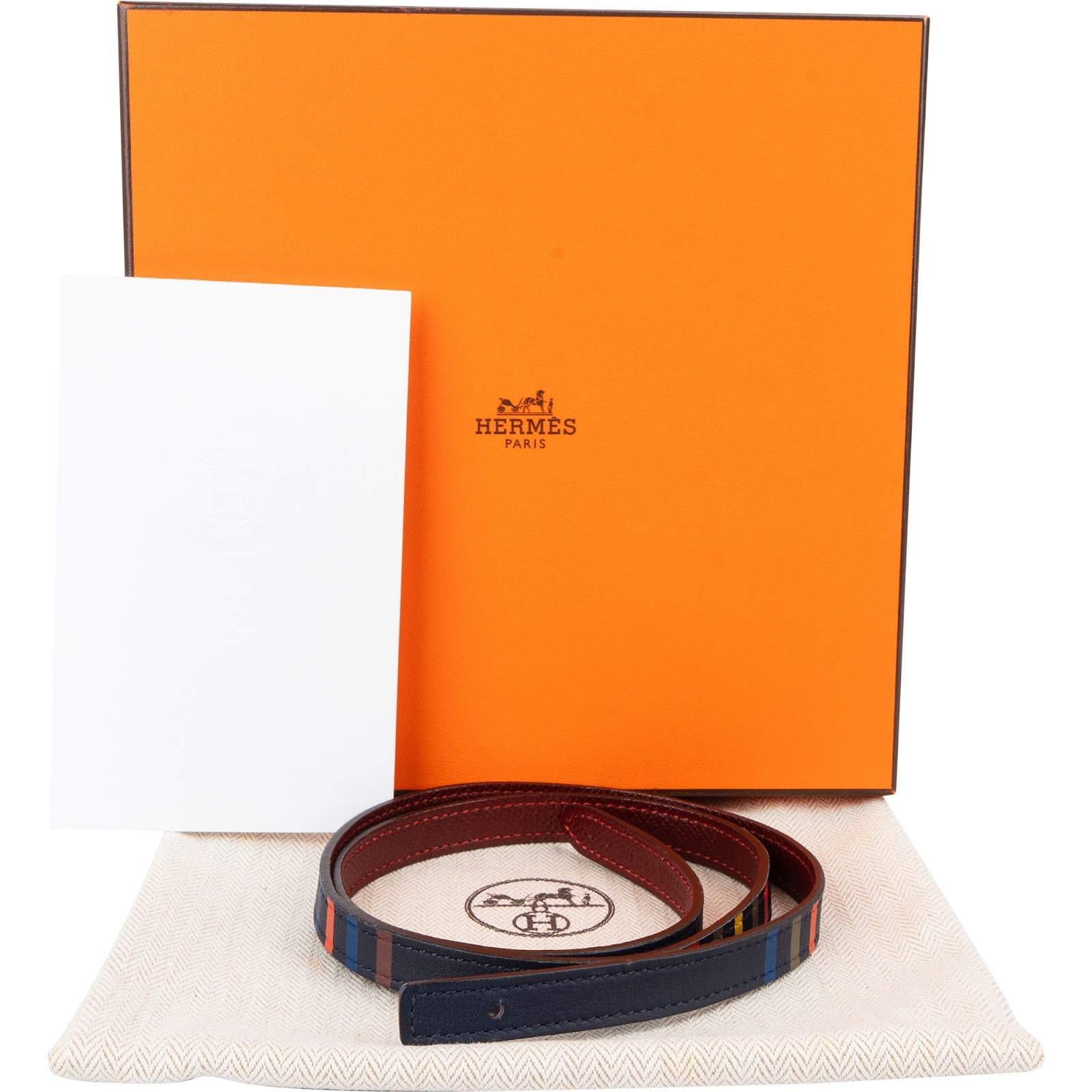 Hermès Reversible Multicolor Leather Cuir Seul de Ceinture Artist Stripe Skinny Belt (70)
