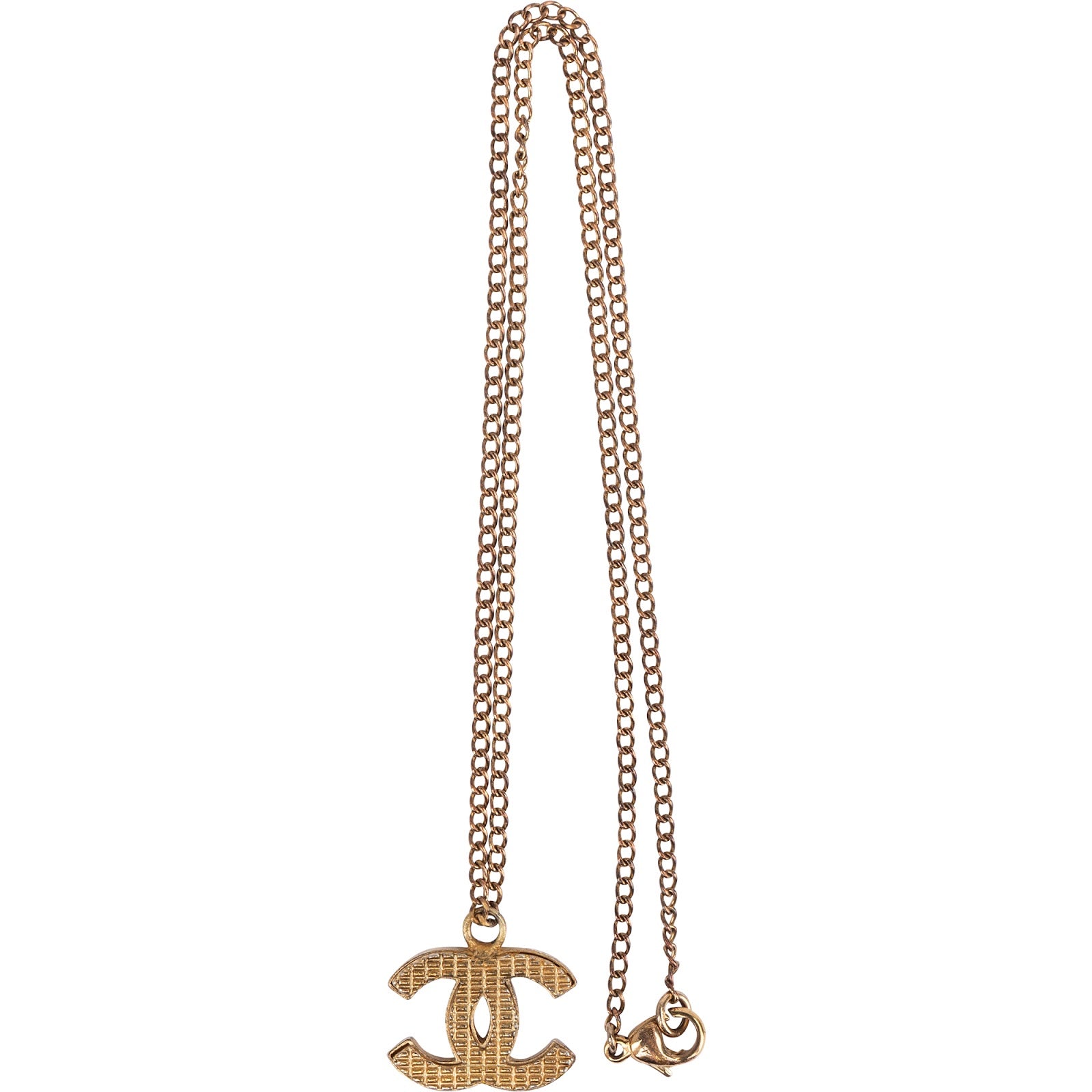 Chanel - Textured CC Emblem Pendant Necklace 04C