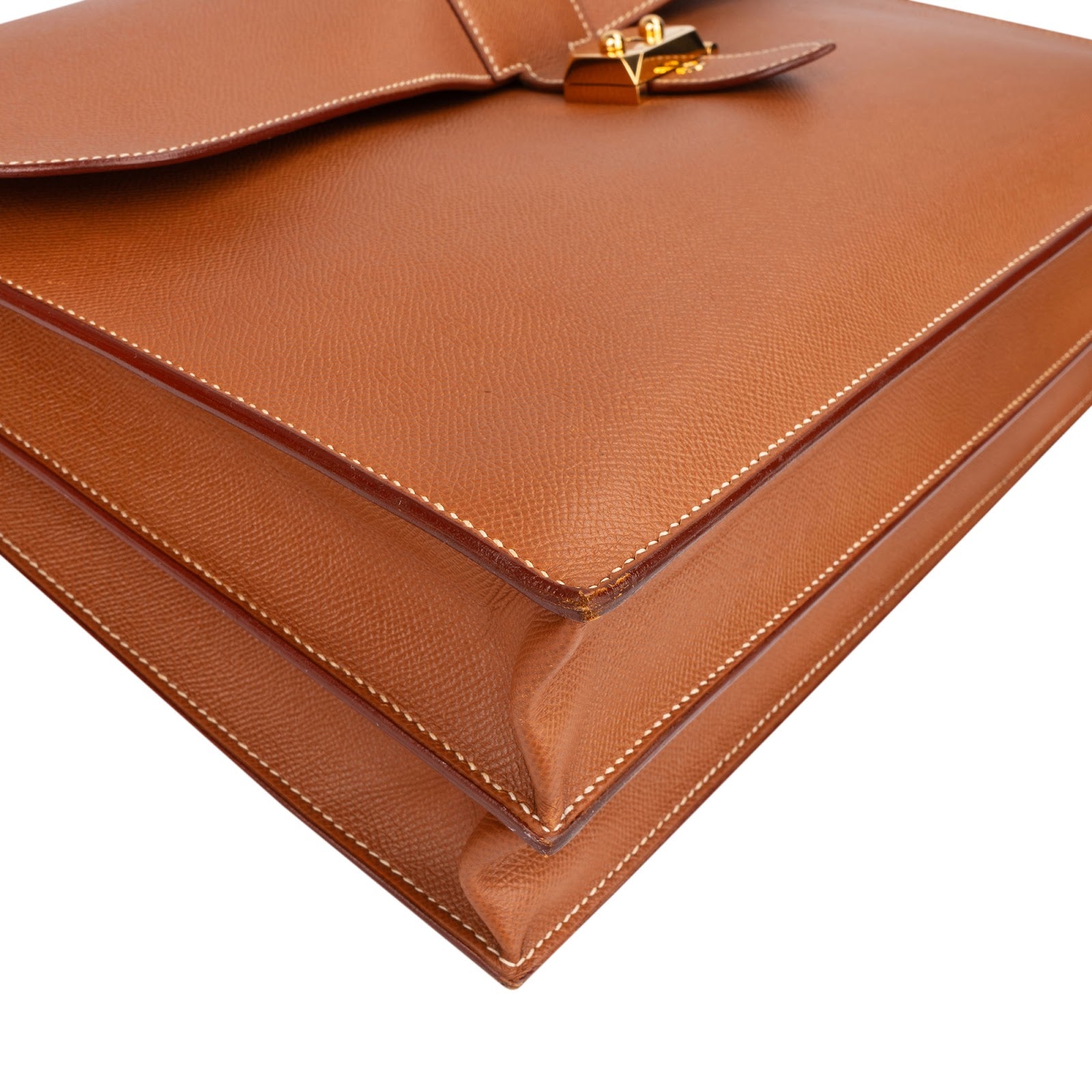 Borsa da lavoro Hermès in pelle marrone Courchevel "Sac à Dépeches"