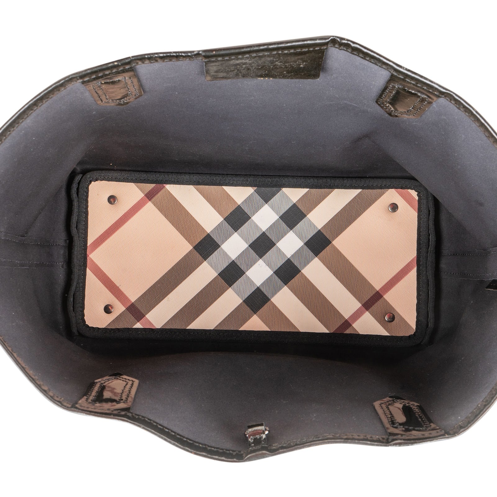 Burberry - Nova-Check Patent Leather Tote Shoulder Bag